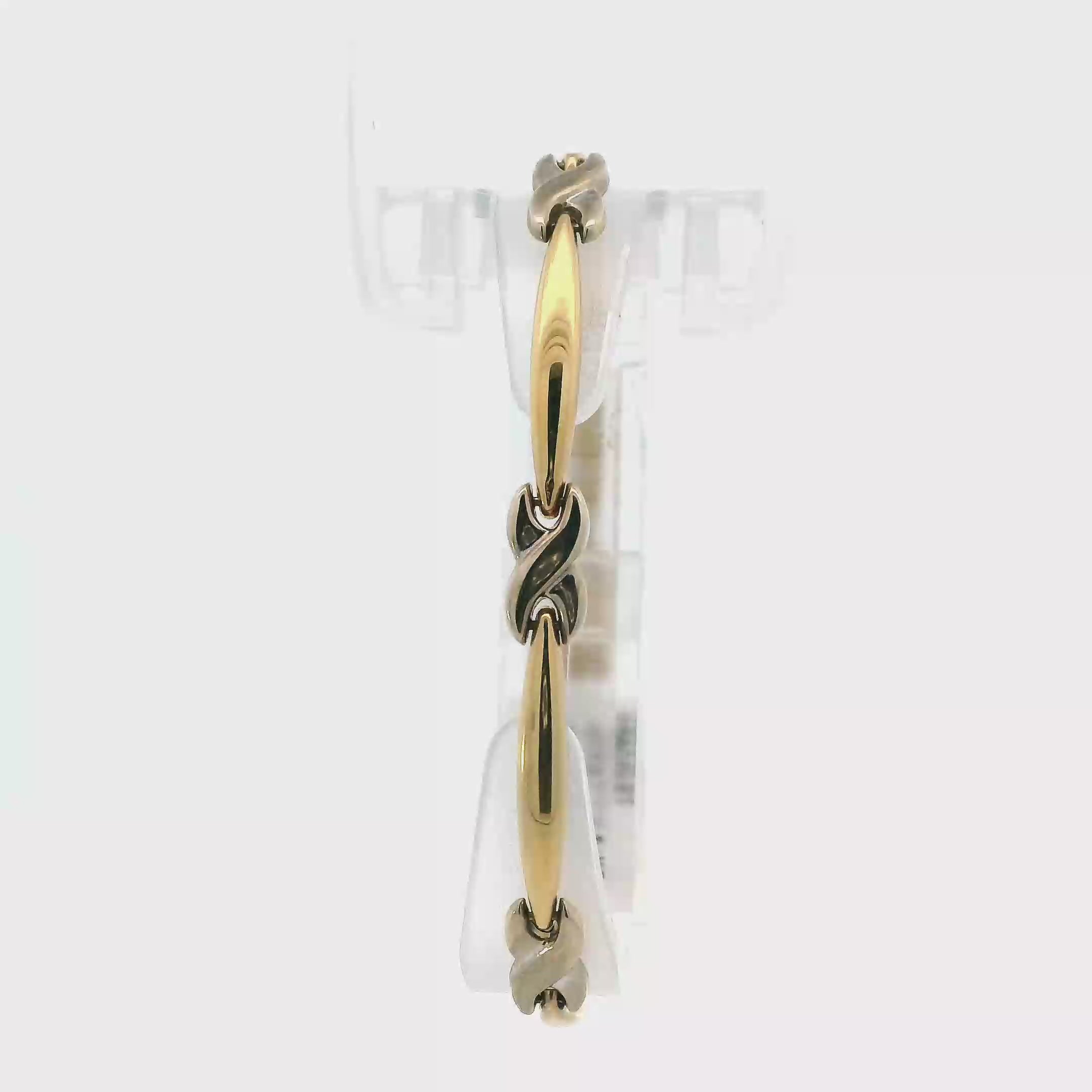 14K Yellow & White Gold X & Bar Link Bracelet