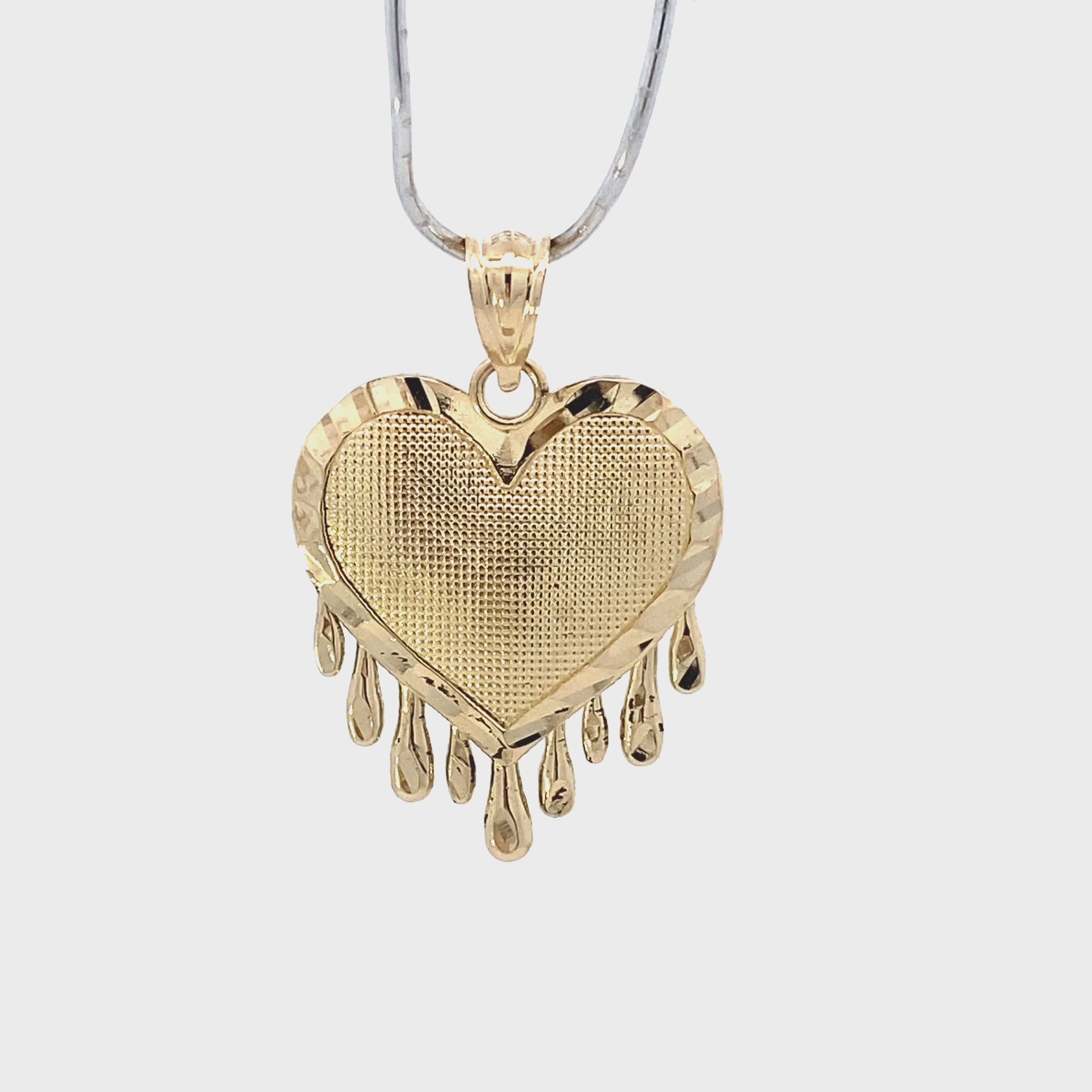 10K Yellow Gold Dripping Heart Pendant