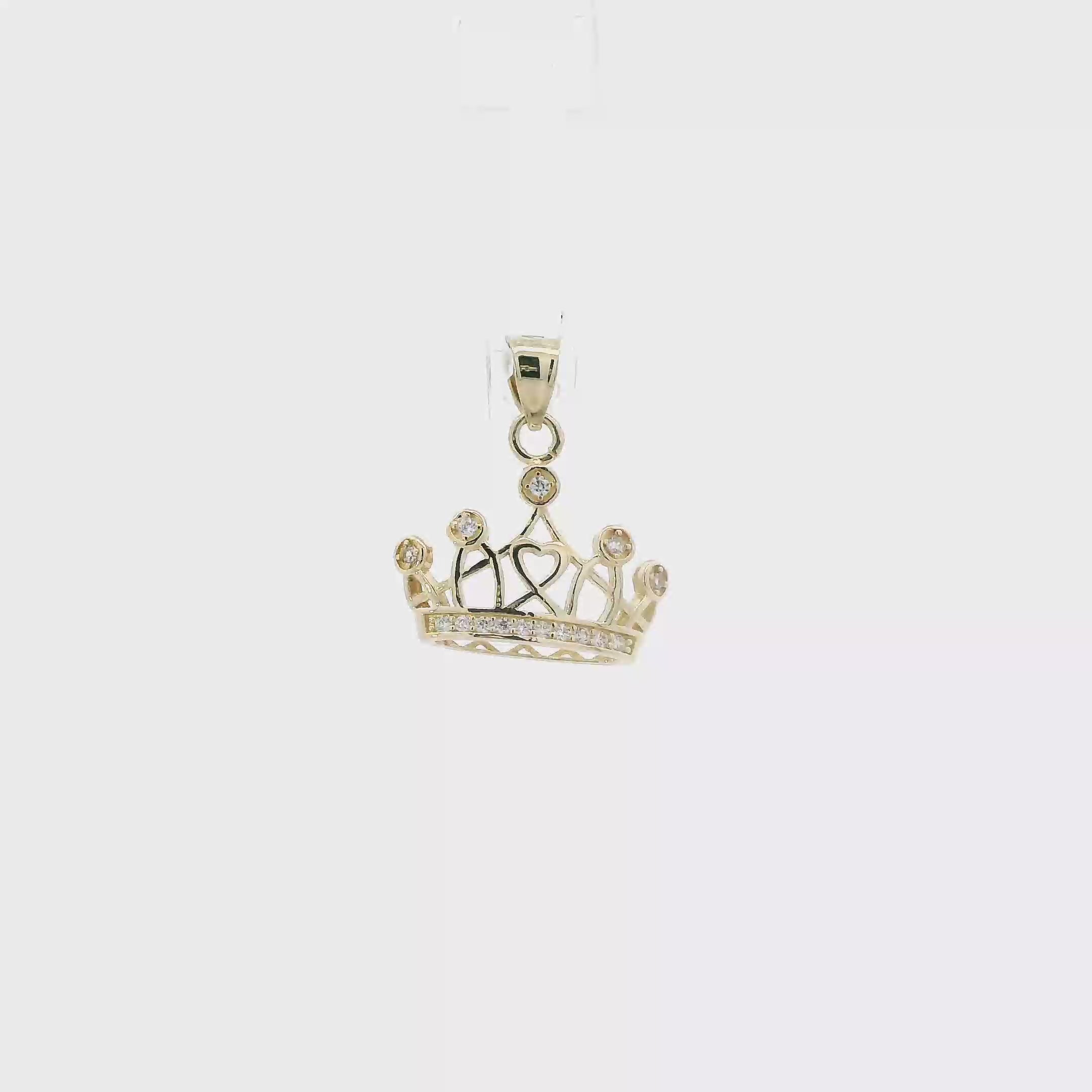 10K Yellow Gold Cz Crown Pendant