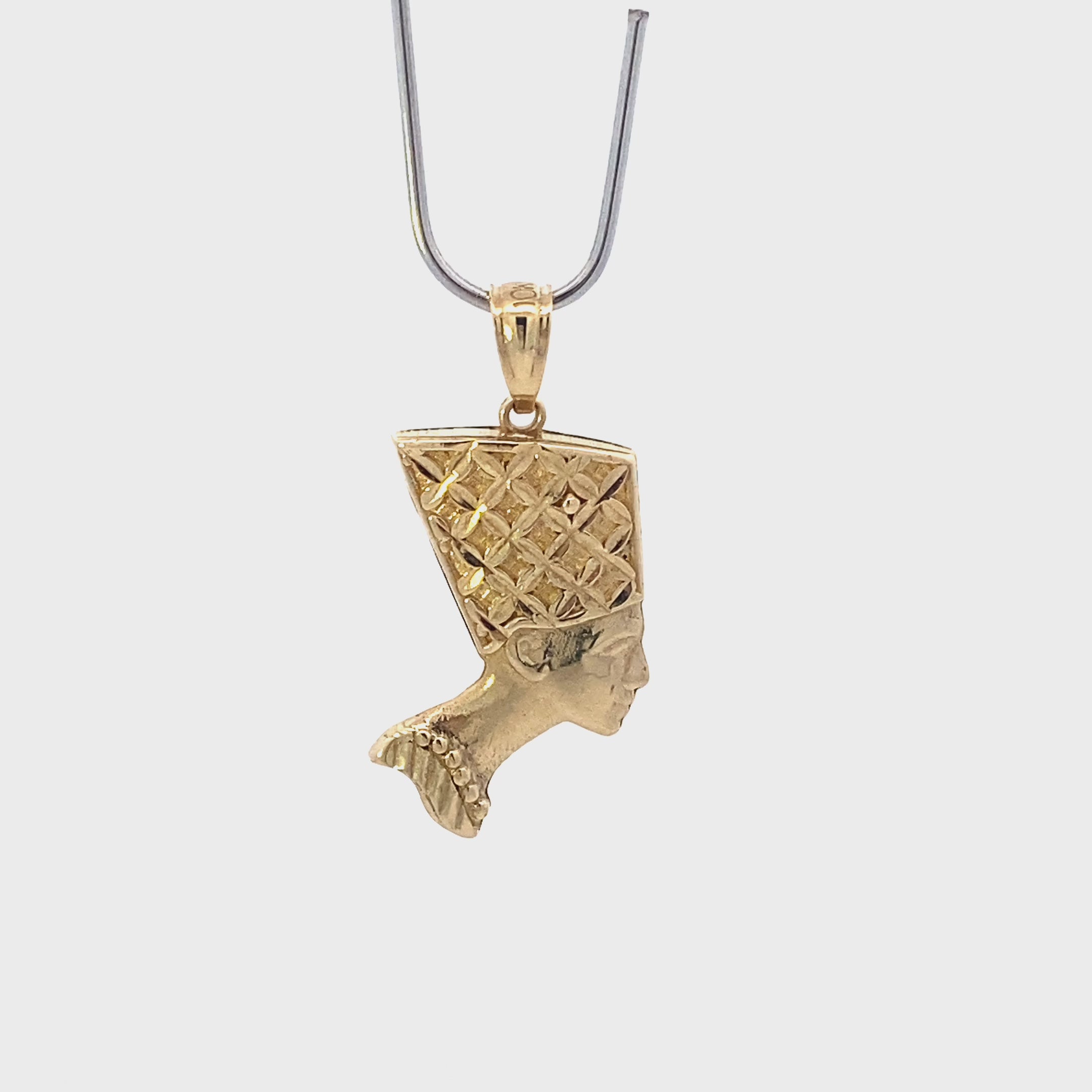 10K Yellow Gold 21x10mm Queen Nefertiti Pendant