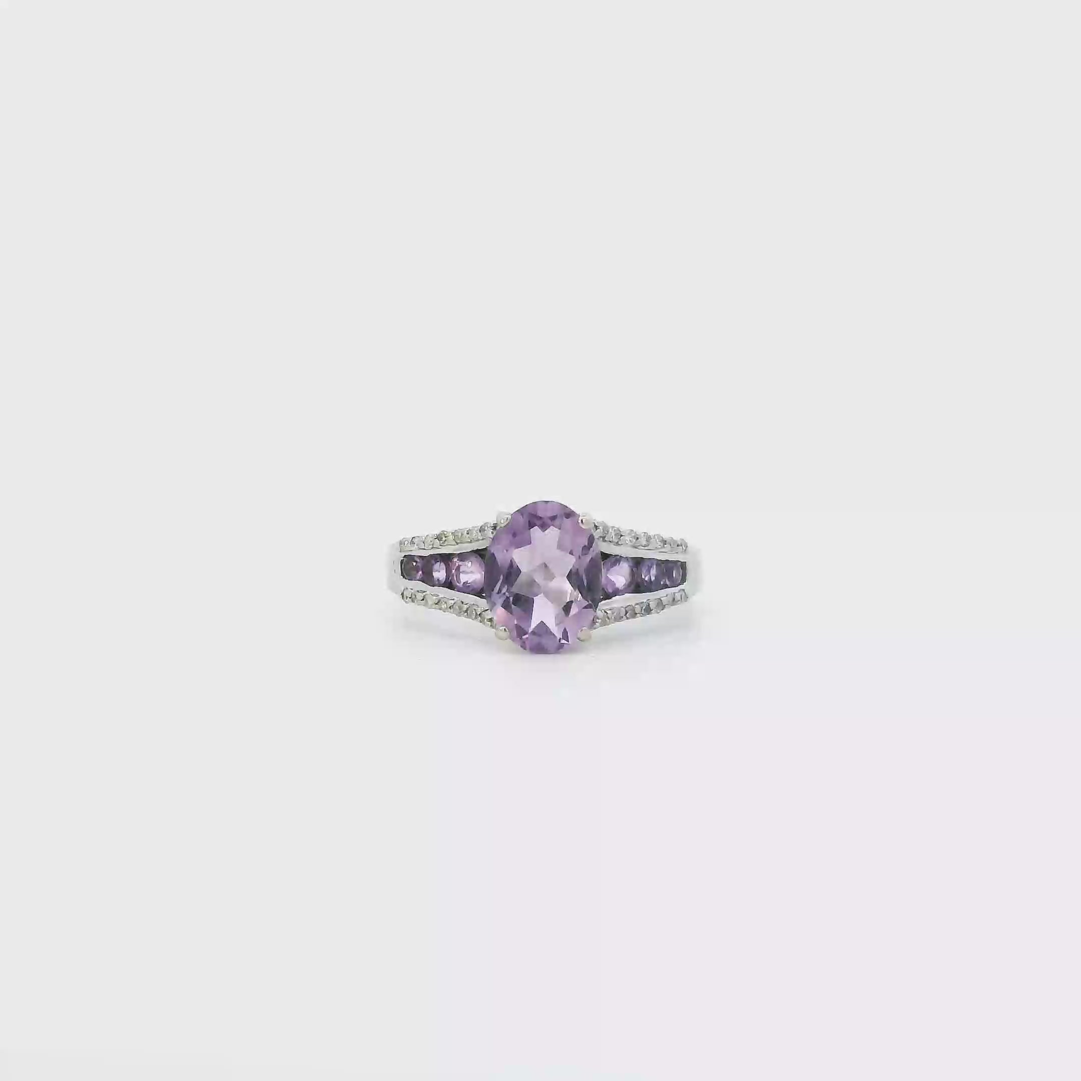 10K White Gold Amethyst Womens Ring