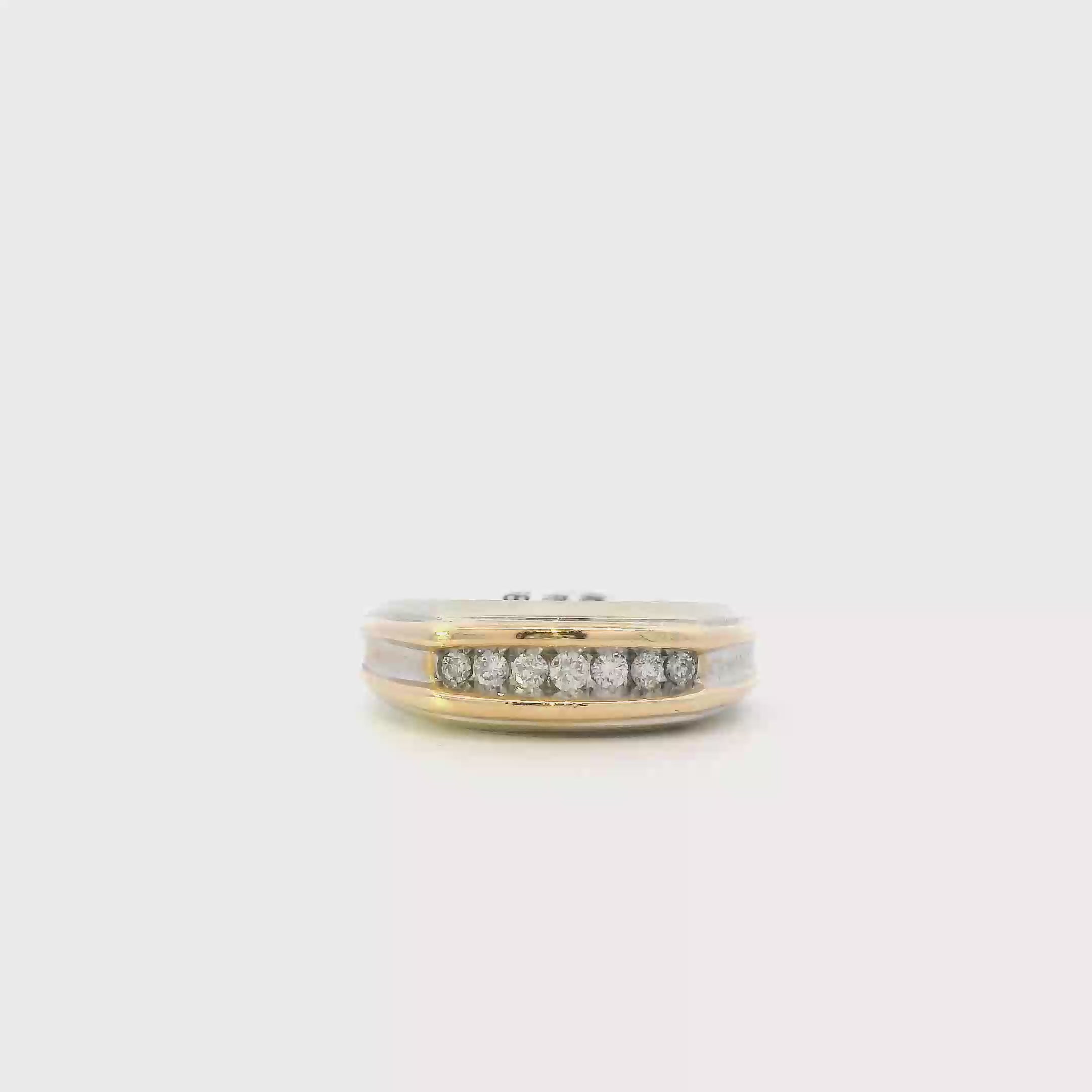 14K White & Yellow Gold Diamond Men's Ring -0.27ct