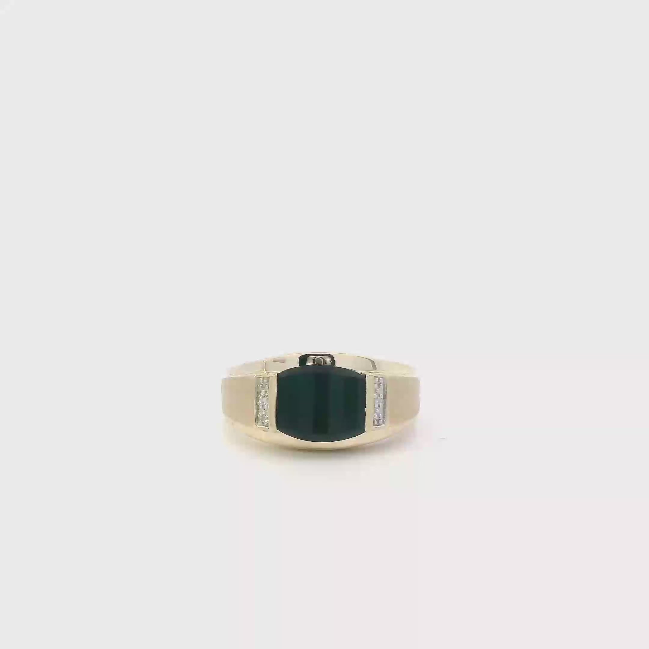 14K Yellow Gold Black Onyx Mens Ring