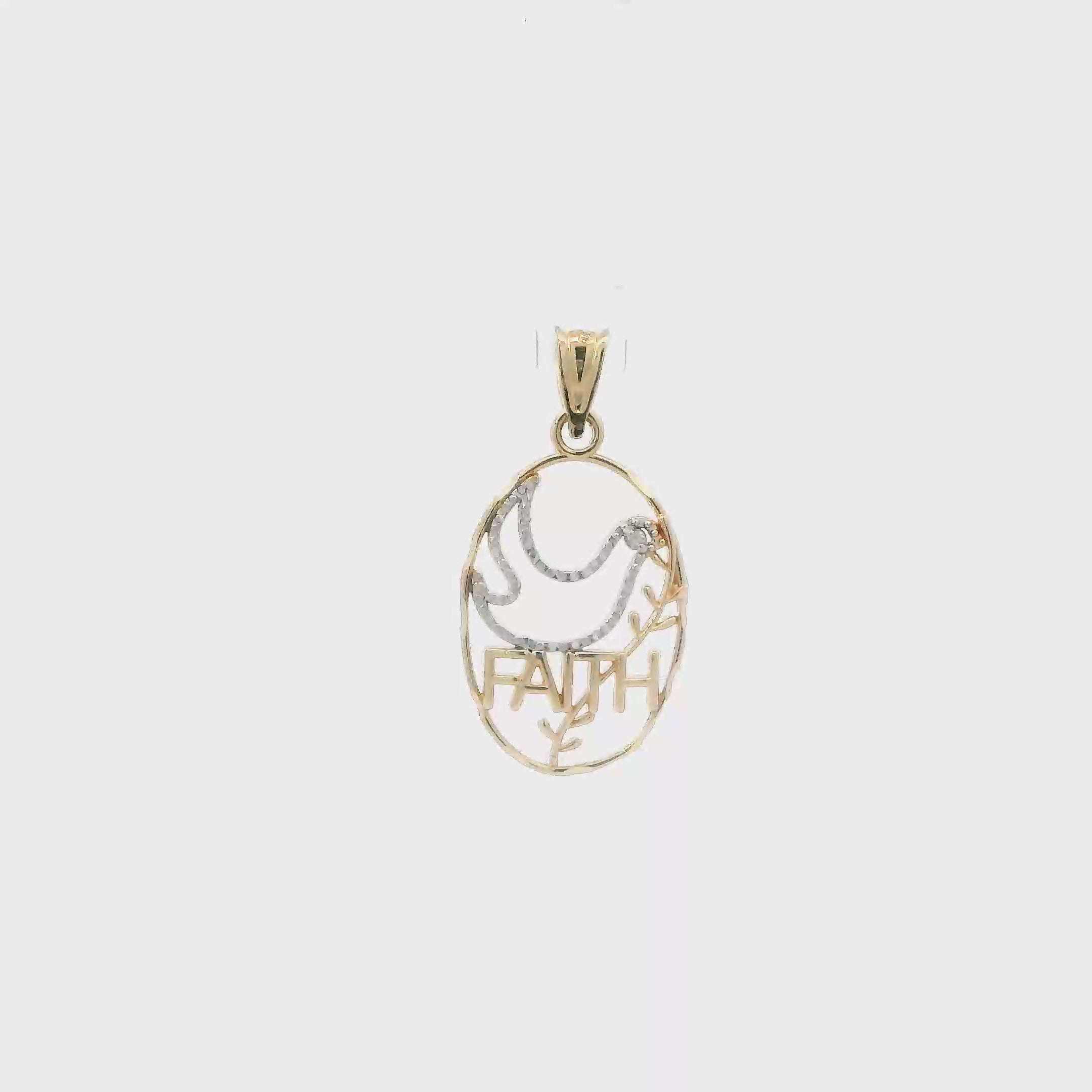 14K Yellow & White Gold Oval Dove & 