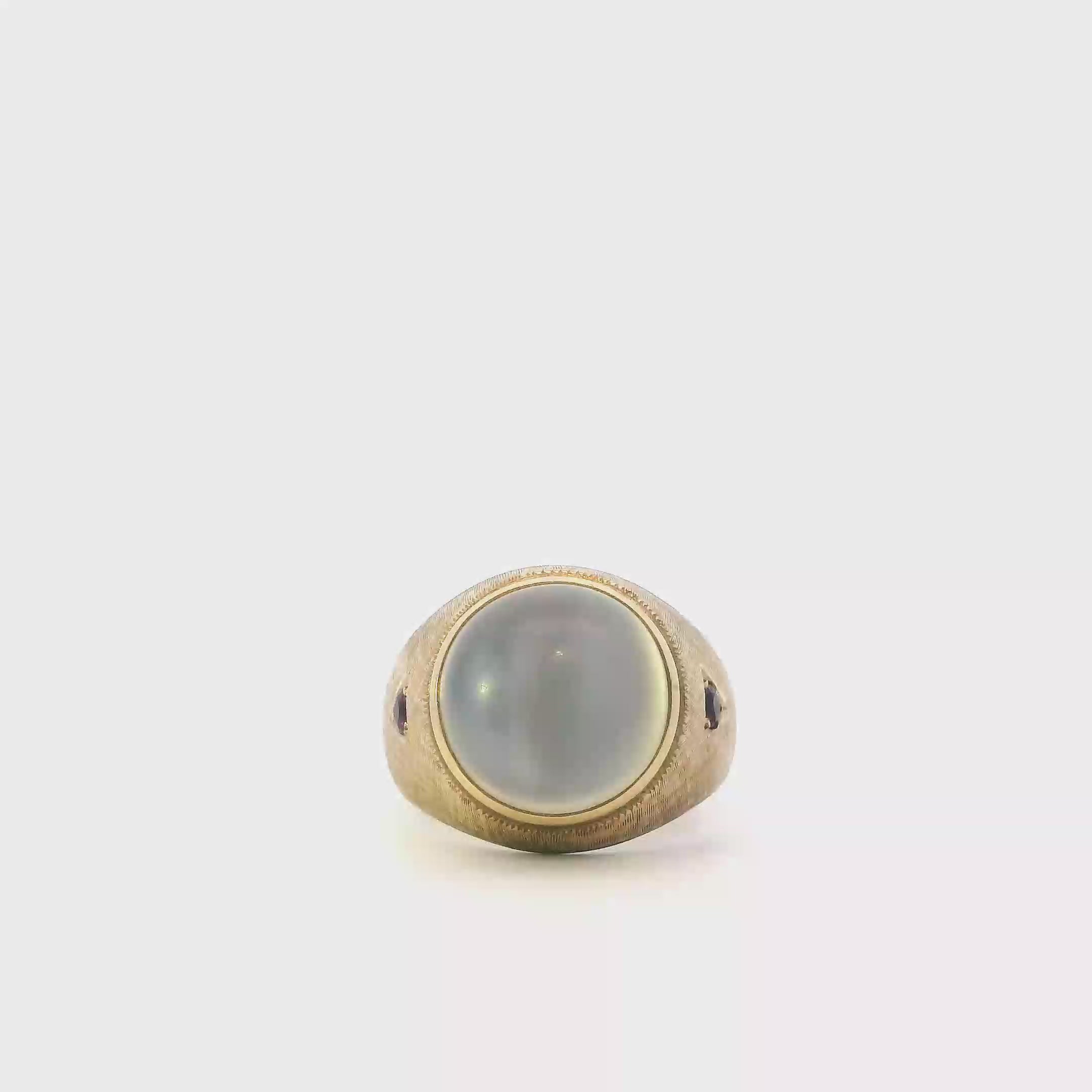 10K Yellow Gold Moonstone & Ruby Men's Ring