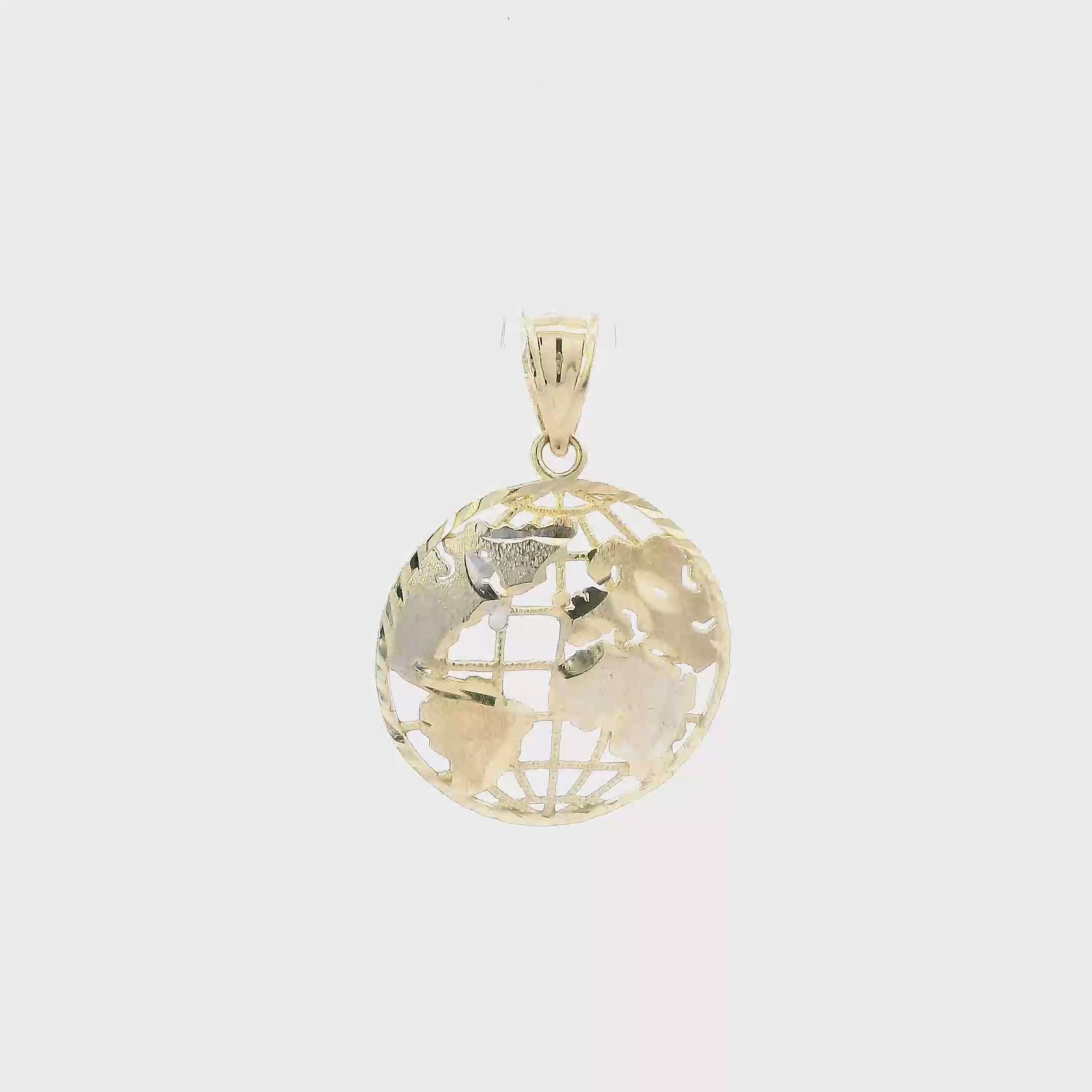 10K Yellow & White Gold Round Globe Pendant