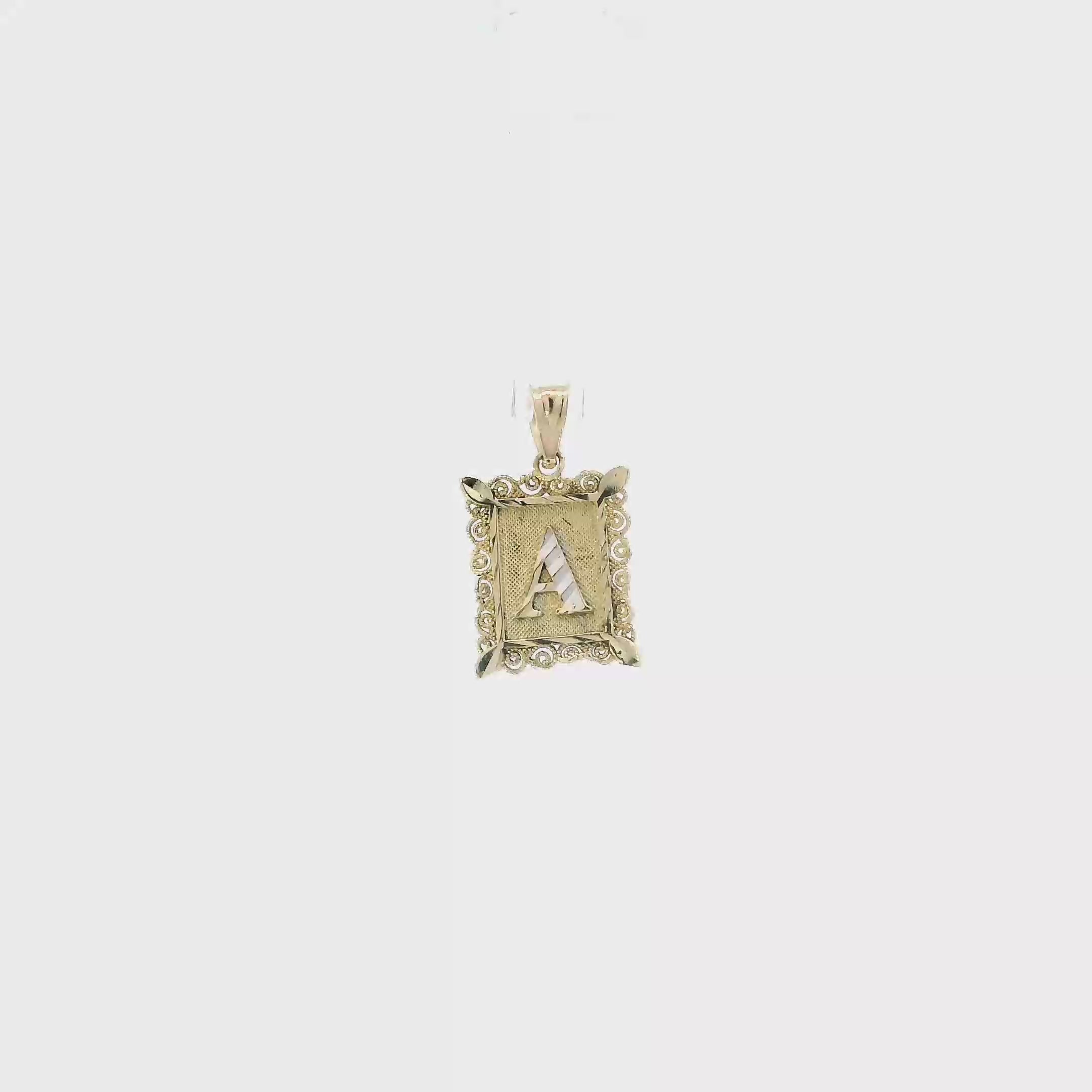10K Yellow & White Gold Rectangle Letter 
