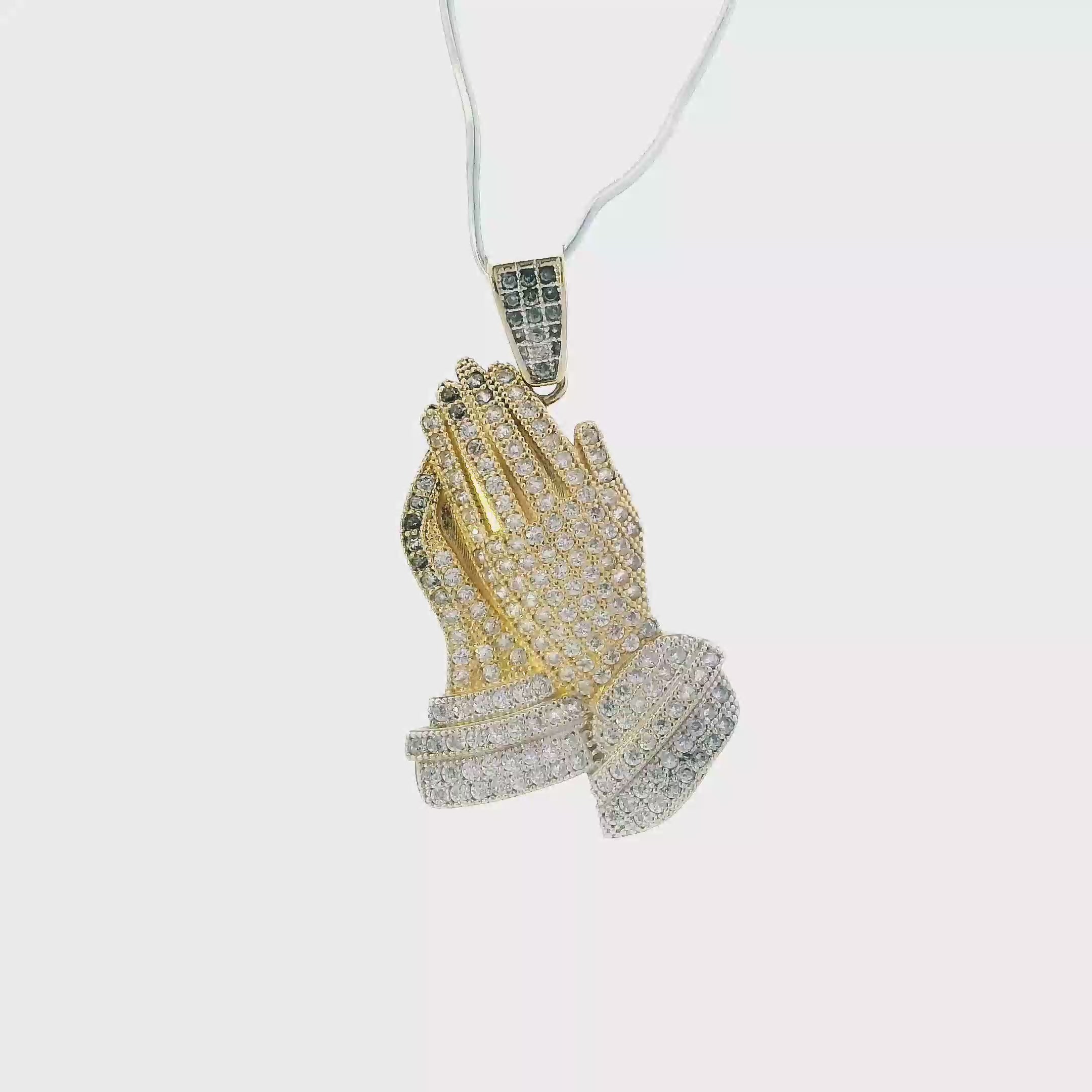 14K Yellow Gold Praying Hands Pendant