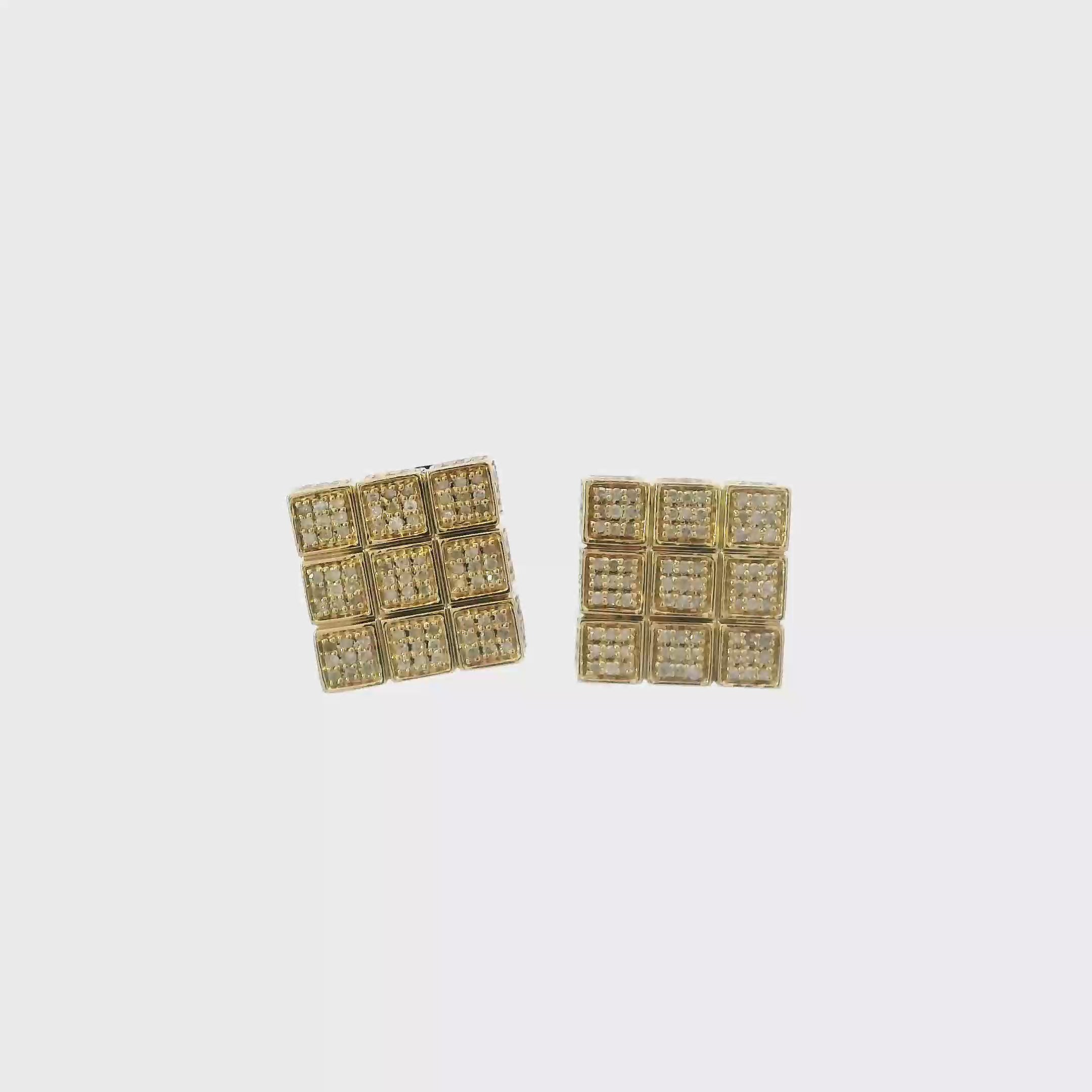 10K Yellow Gold Diamond Square Earrings