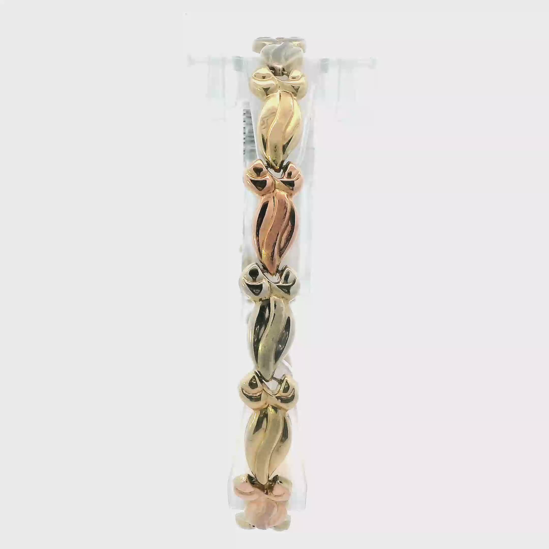 14K Tri-Color Hollow Bracelet