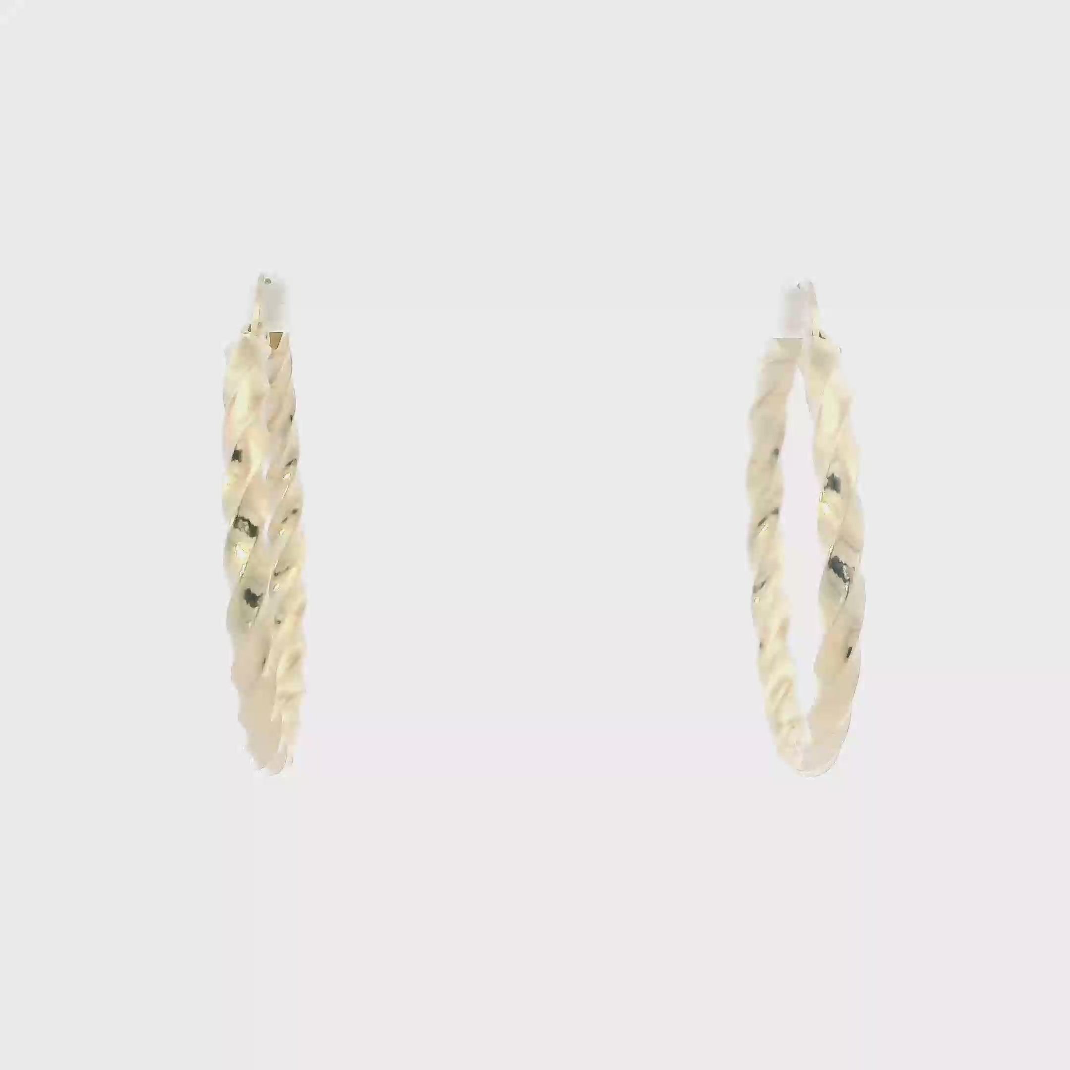 14K Yellow Gold Twisted Hoop Earrings