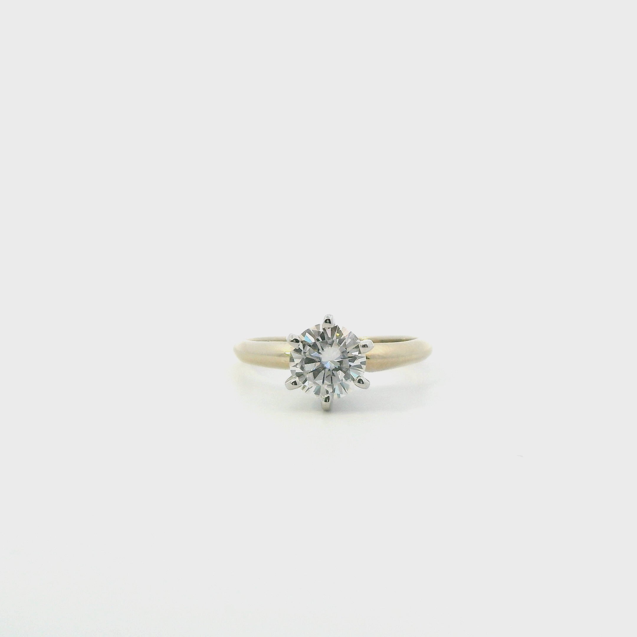 14K Yellow & White Gold Moissanite Solitaire Women's Ring -1.07ct