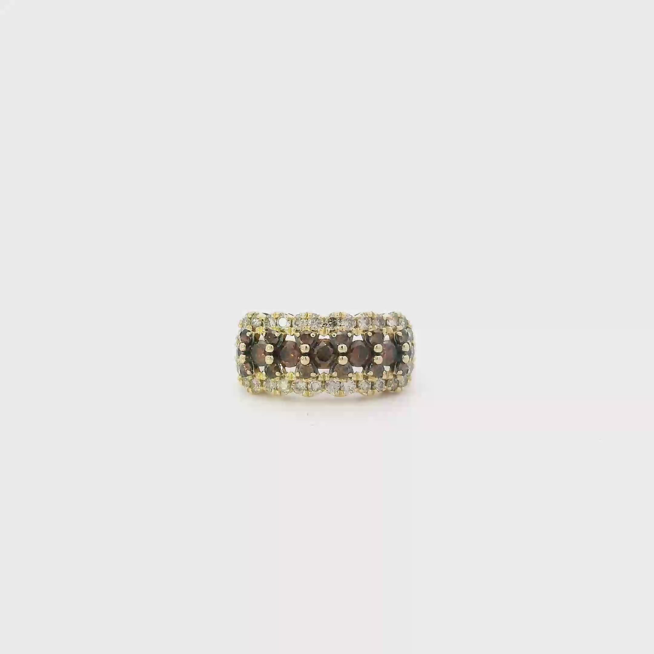 14K Yellow Gold Diamond Le Vian Chocolate Waterfall Womens Ring - 1.15ct