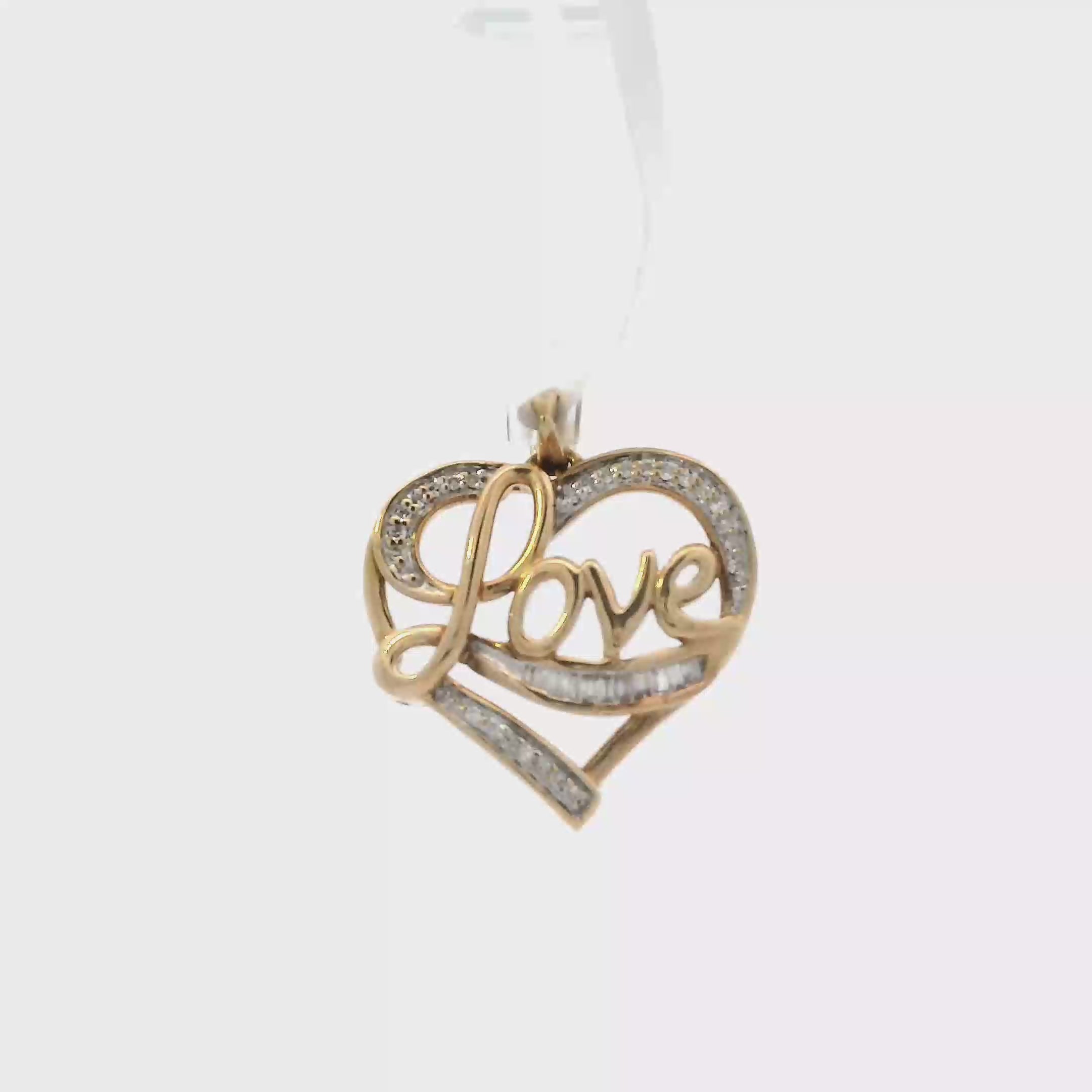 10K Yellow Gold Diamond Heart Love Pendant - 0.23ct
