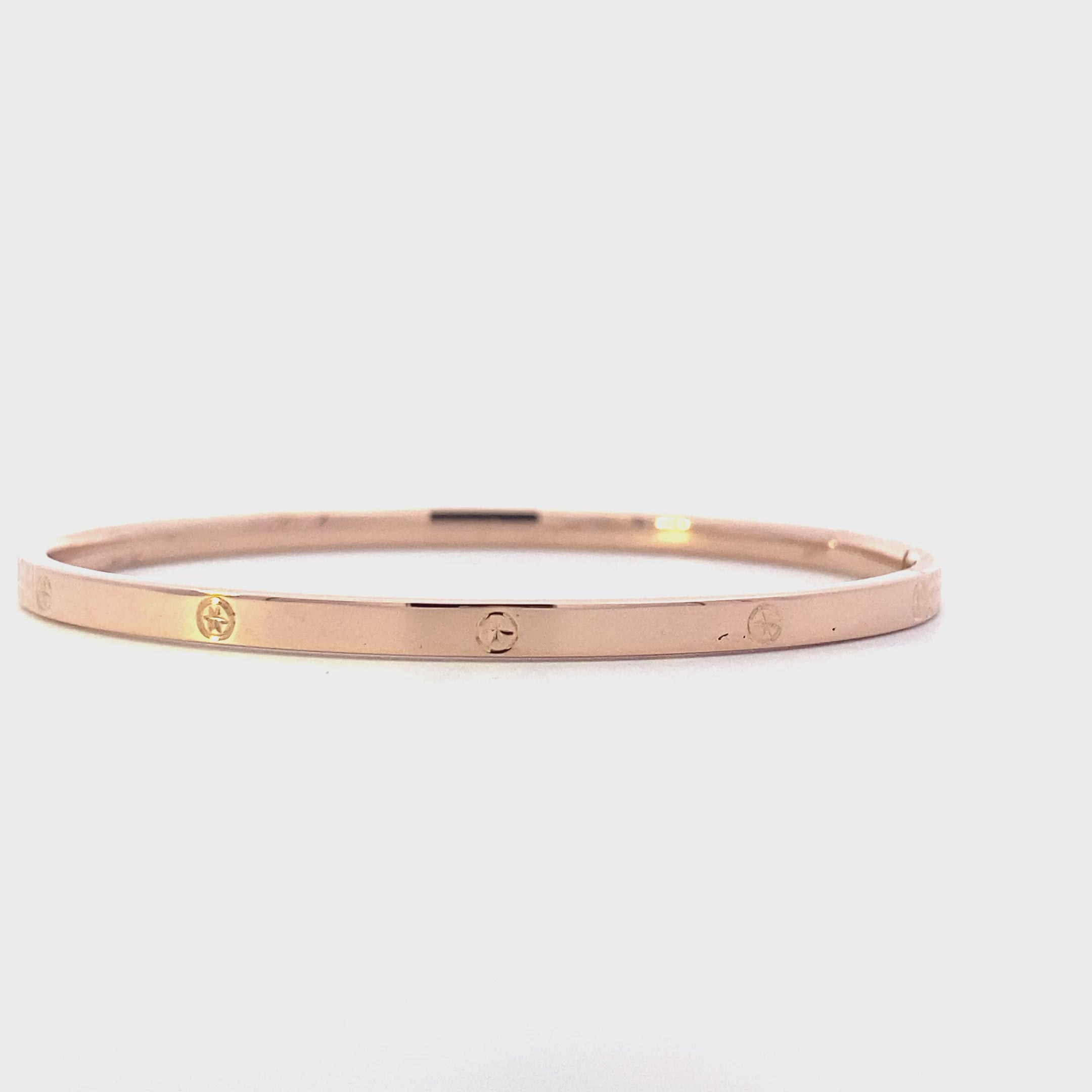 18K Rose Gold Diamond Cut Bangle Bracelet