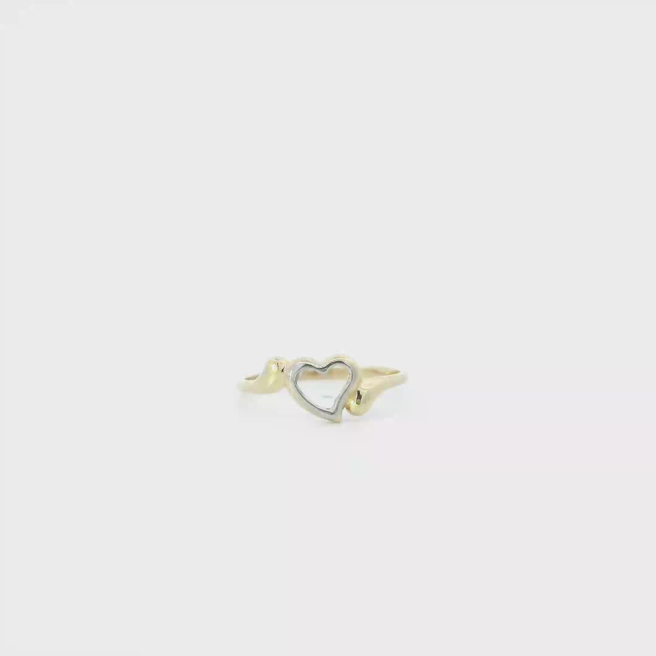 14K White & Yellow Gold Heart Womens Ring