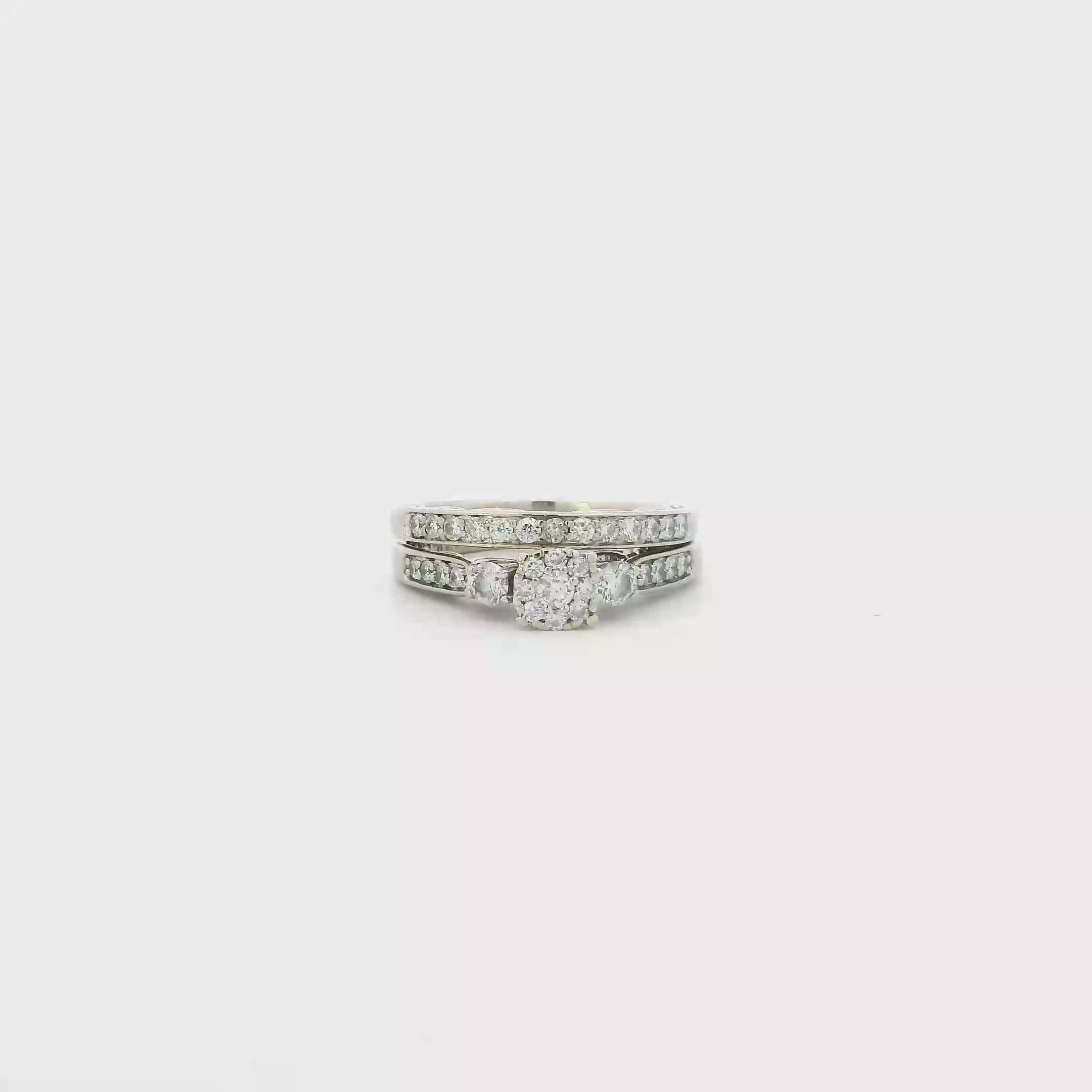 14K White Gold Diamonds & Sapphire Disney Enchanted Engagement & Wedding Ring Set - 0.75ct