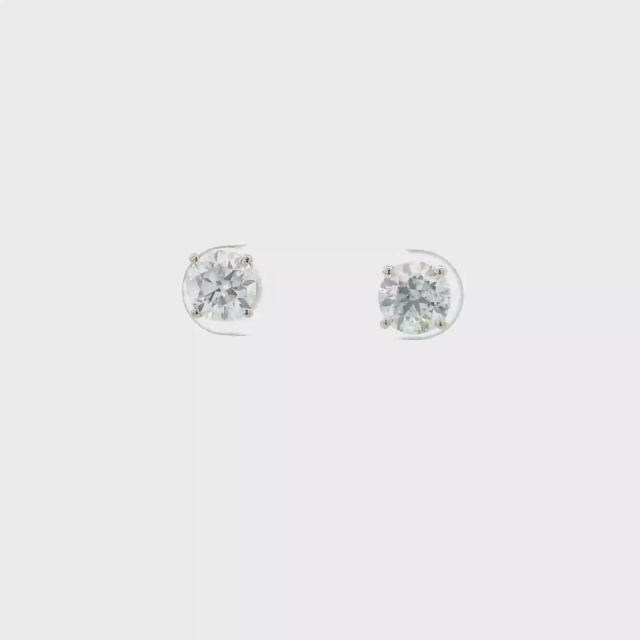 14K White Gold Diamond Solitaire Screwback Earrings - 1.60ct