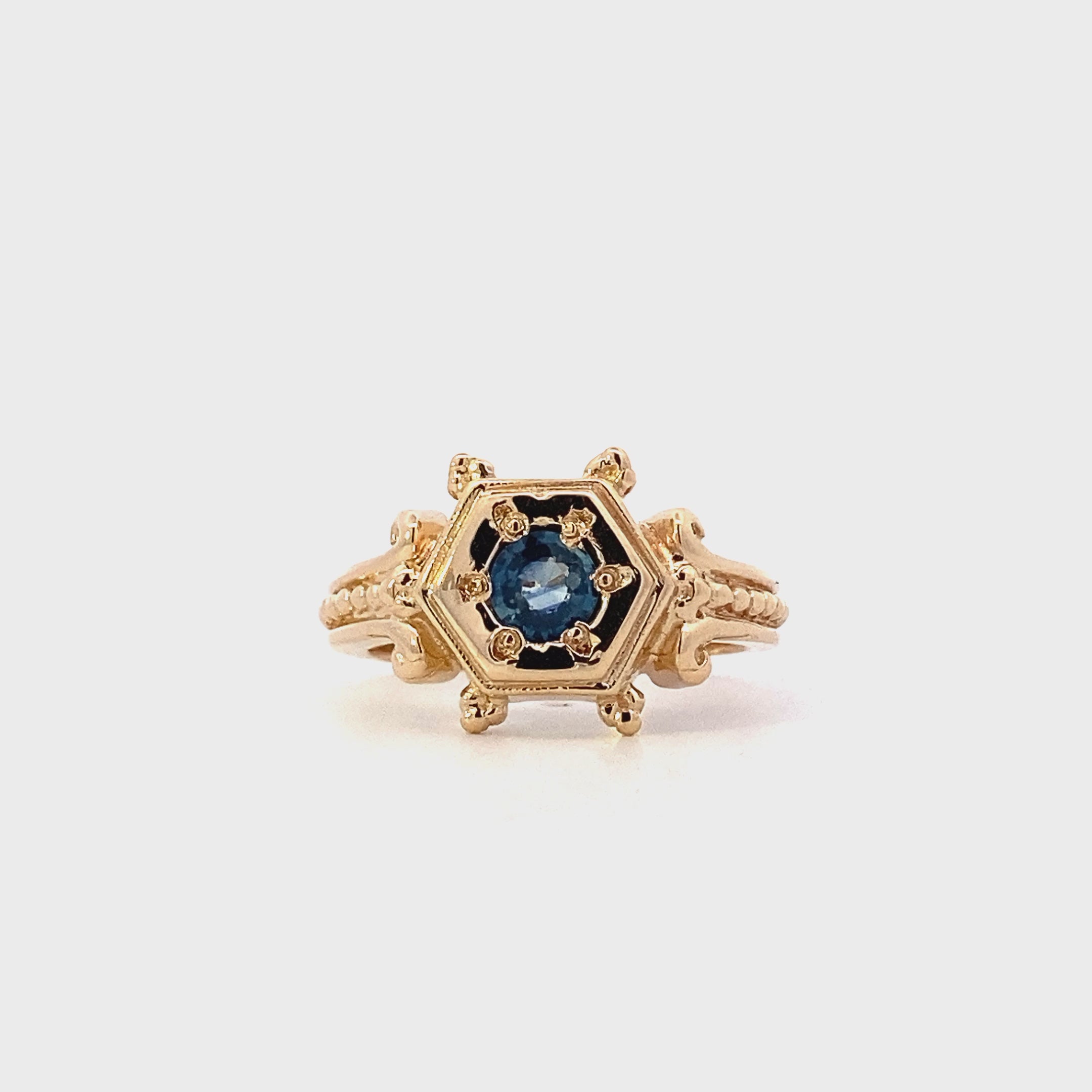 10K Yellow Gold Blue Sapphire Women's Ring