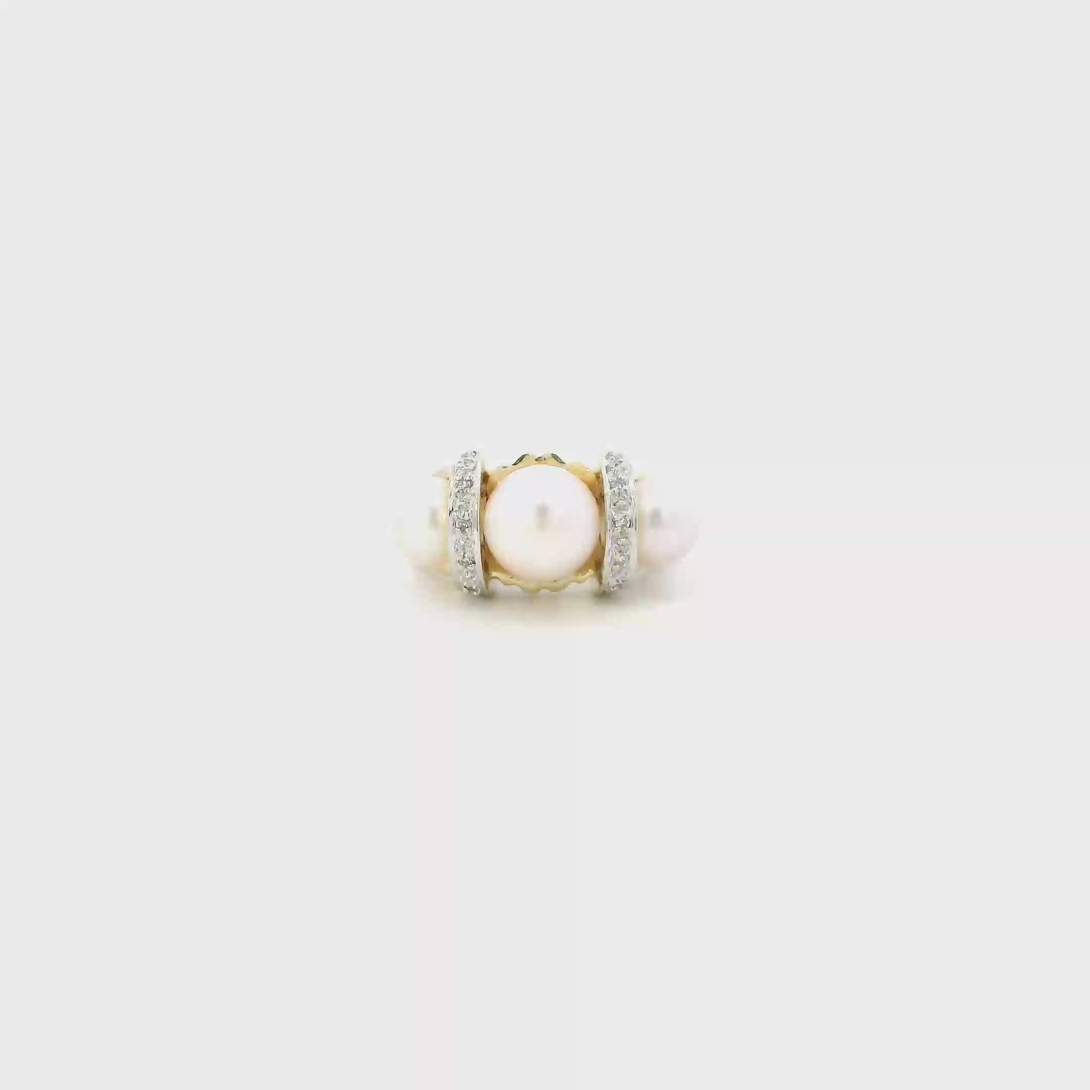 14K Yellow Gold Pearl Womens Rings