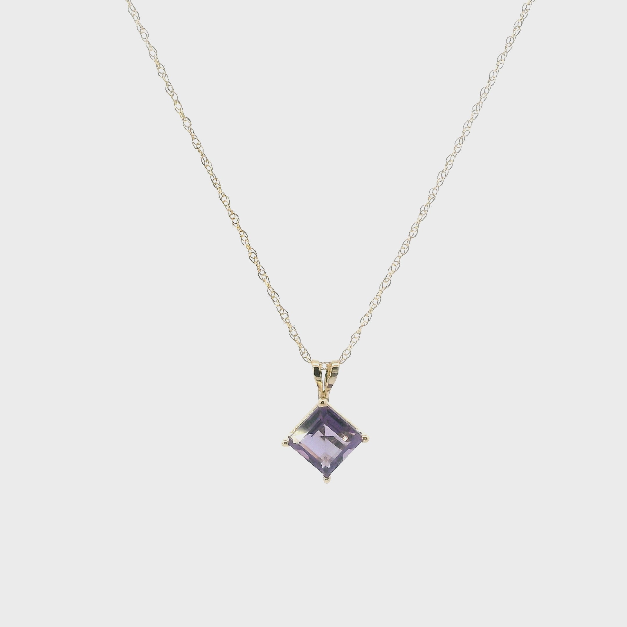 10K Yellow Gold  Amethyst Pendant & 18