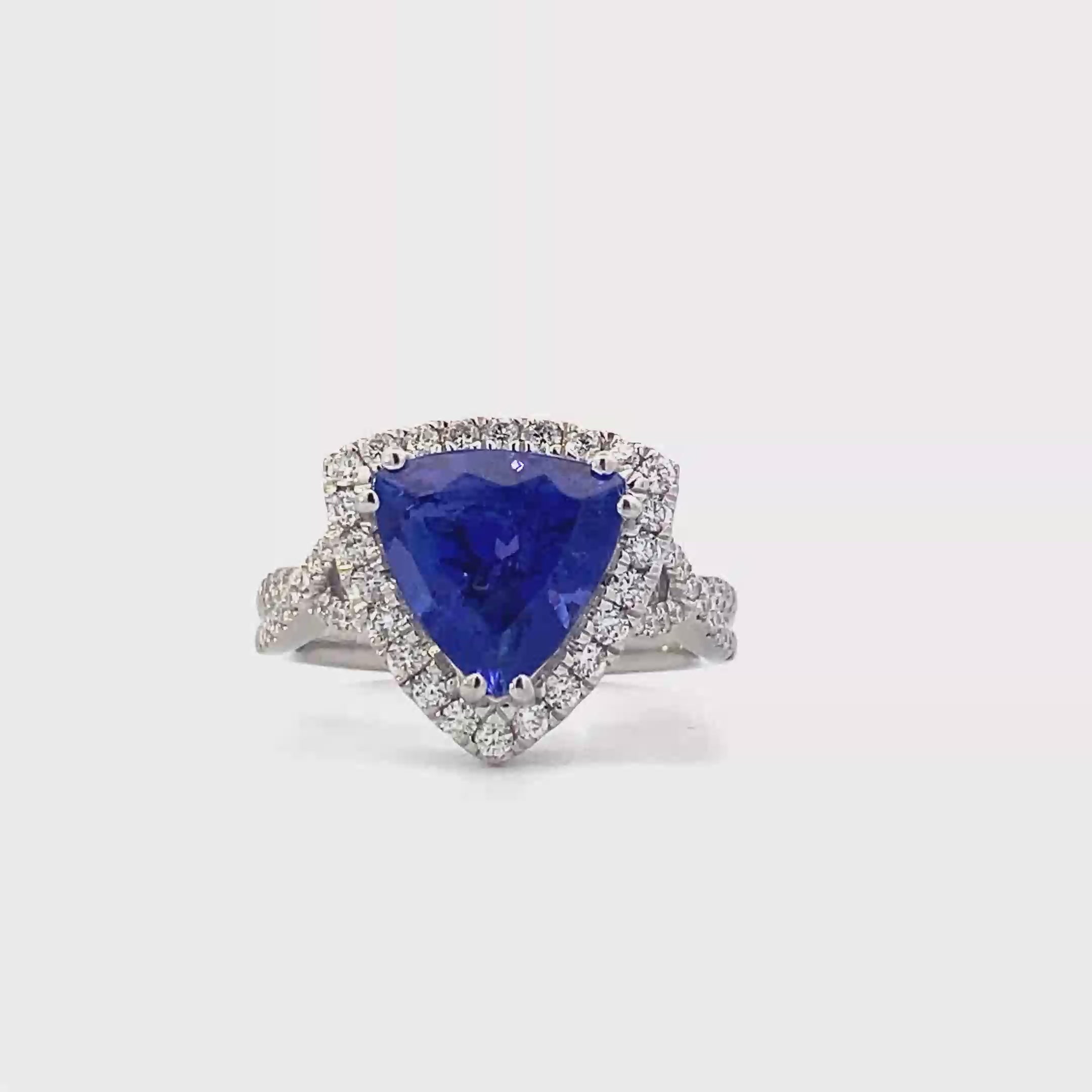 Platinum Diamond & Trillion Tanzanite Women's Ring - 0.47ct