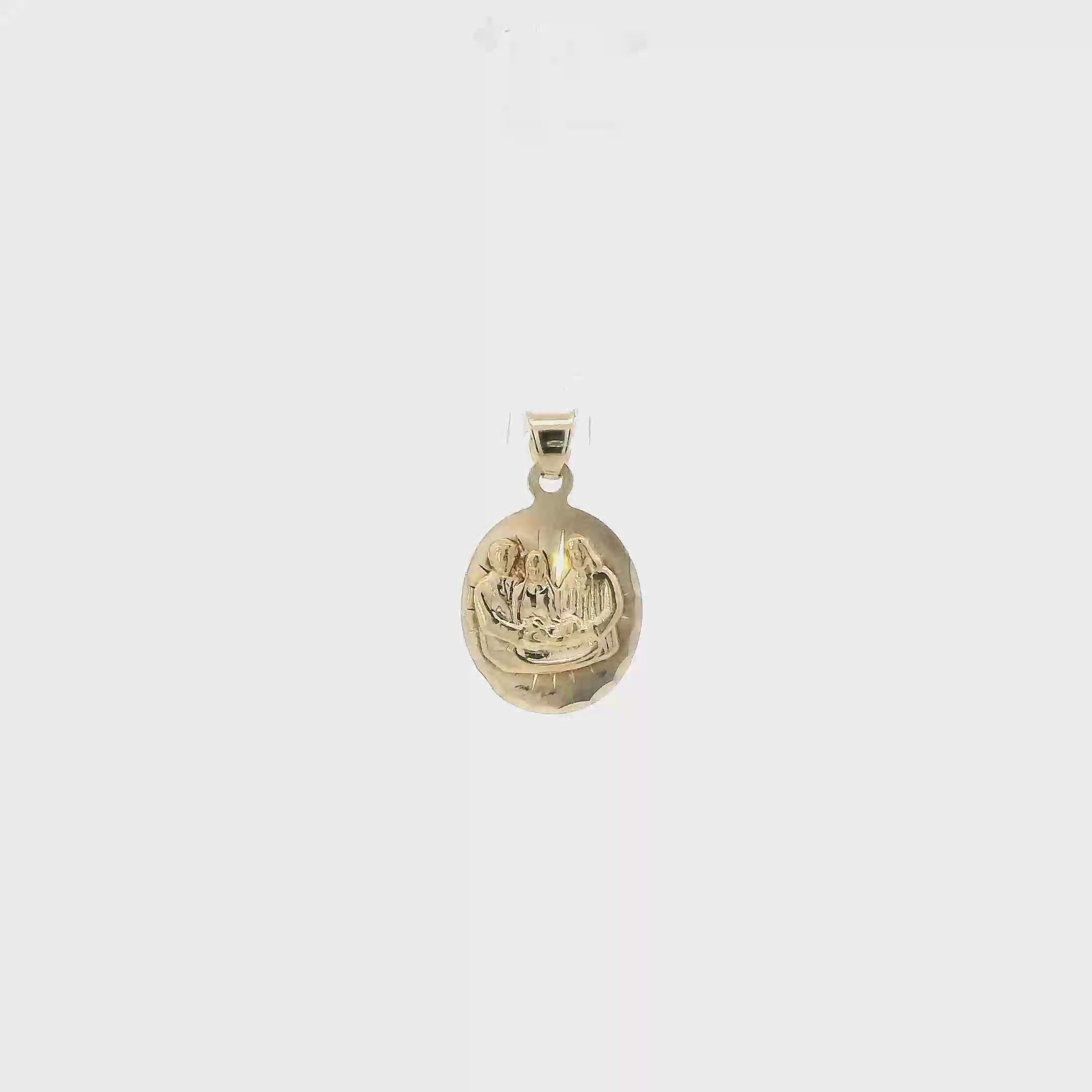 14K Yellow Gold Oval Religious Pendant