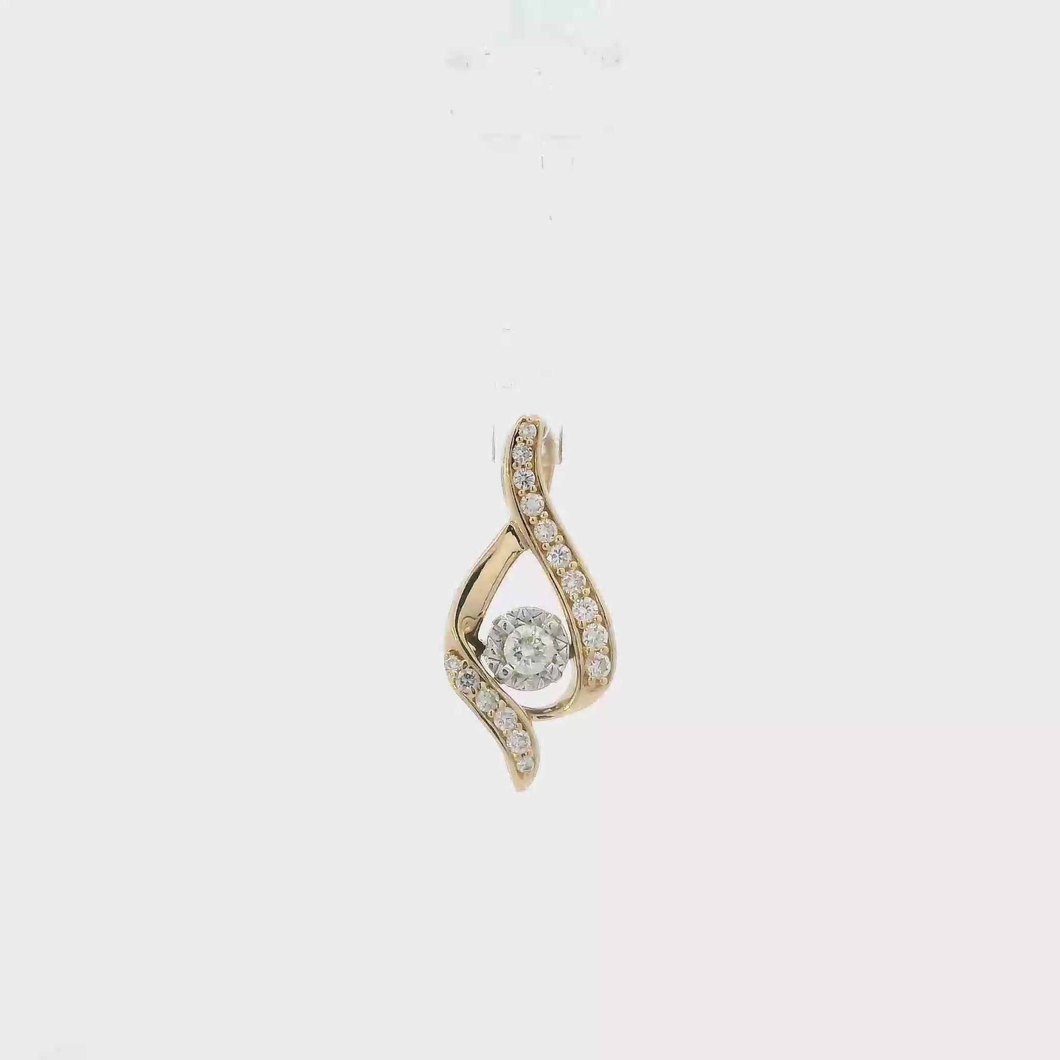 14K Yellow Gold Diamond Abstract Pendant