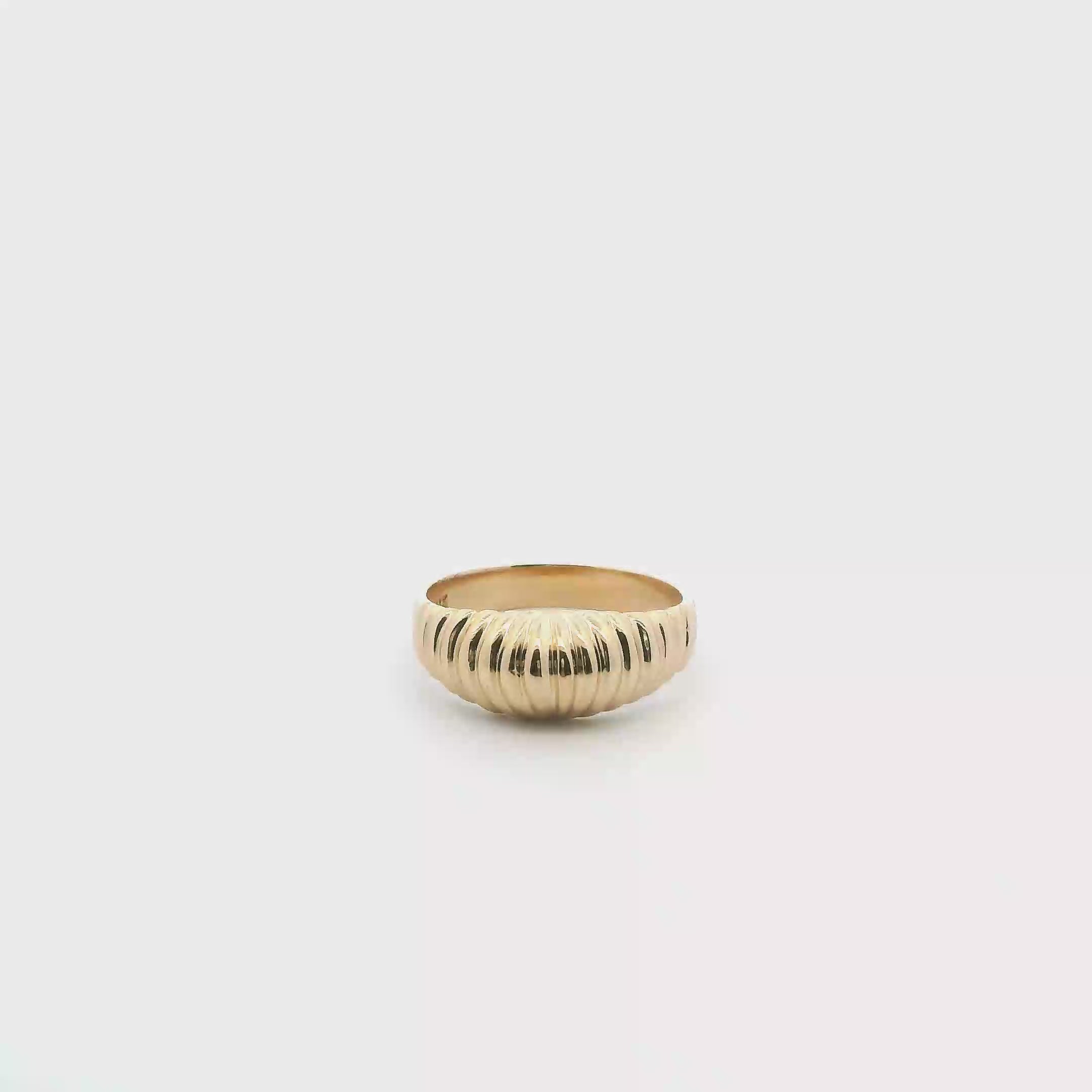 14K Yellow Gold Scalloped Dome Ring