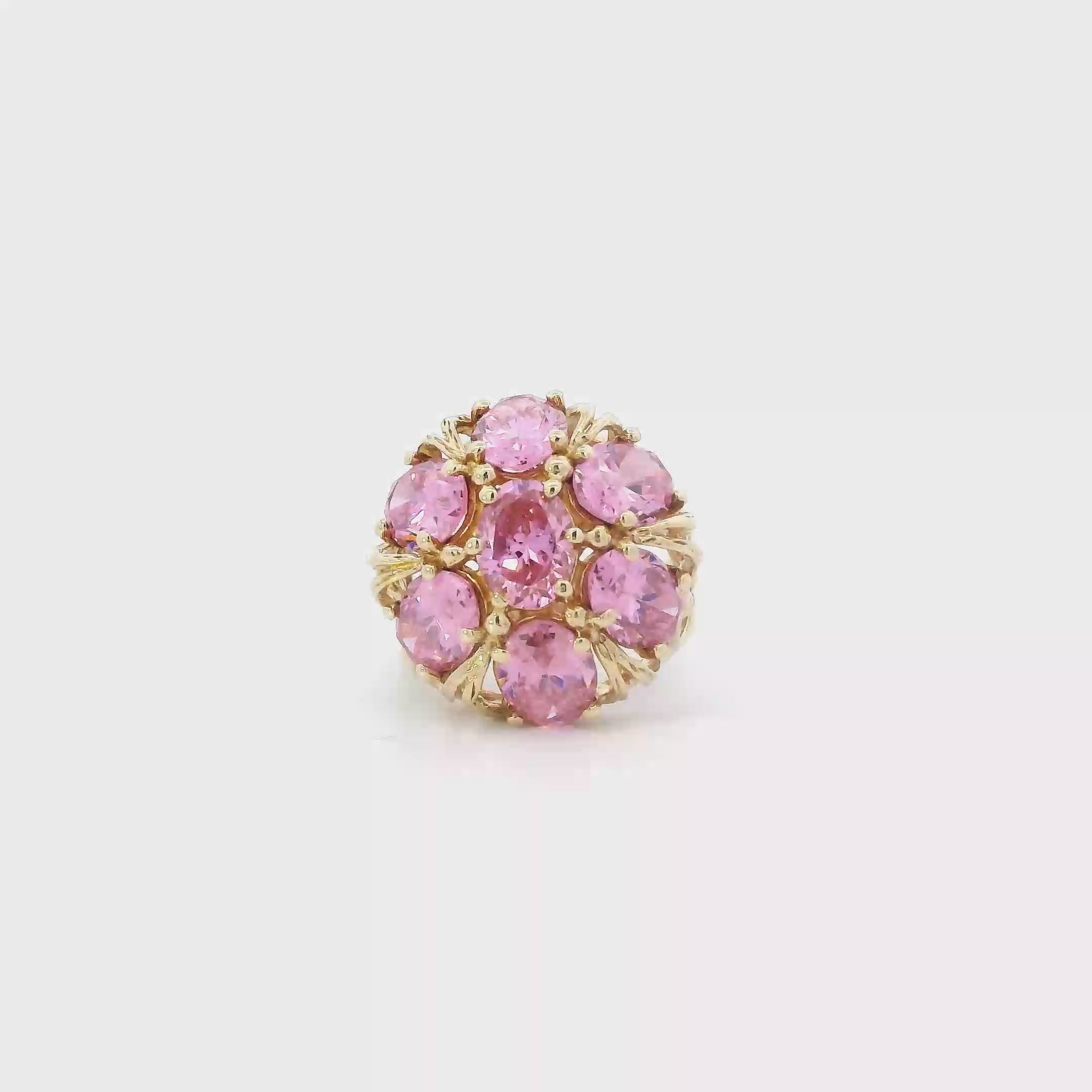 10K Yellow Gold Pink Tourmaline Womens Ring