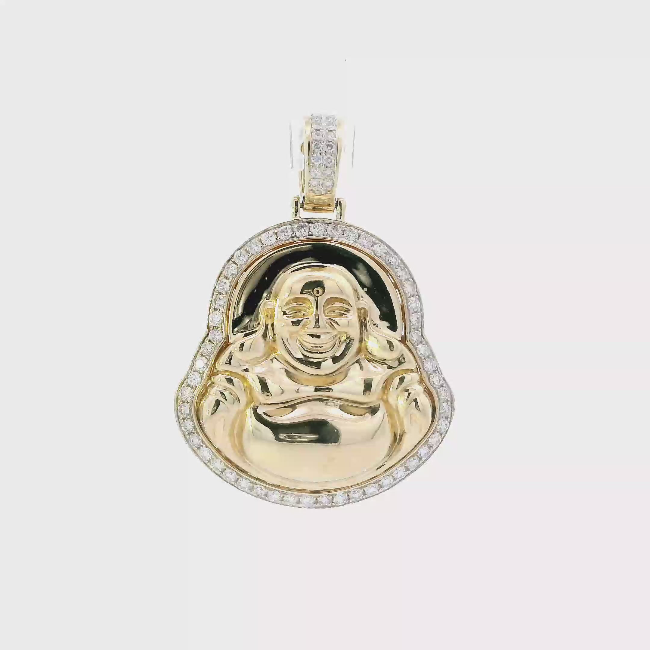 10K Yellow Gold Diamond Buddha Pendant- 1.33ct