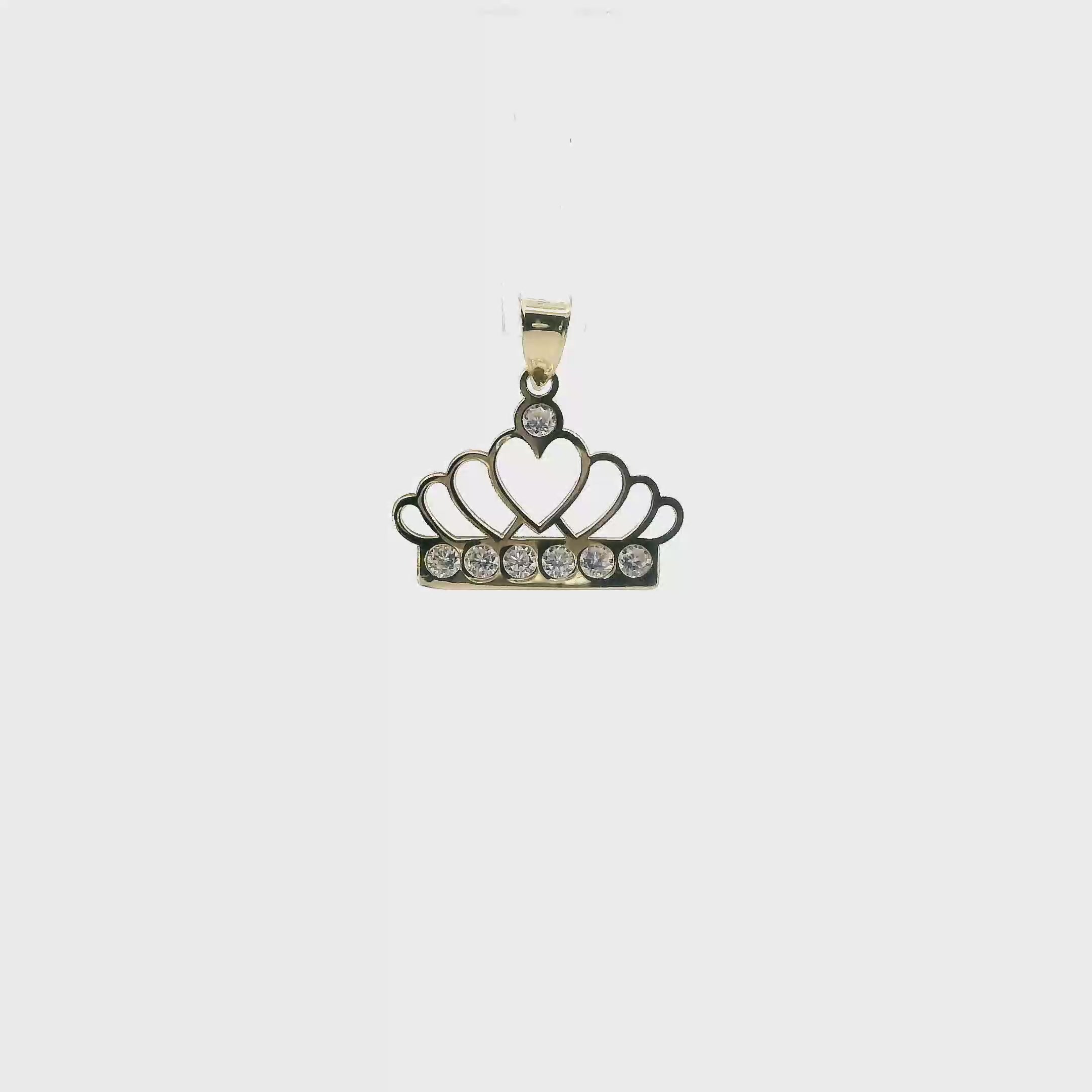 10K Yellow Gold Cz Crown Pendant