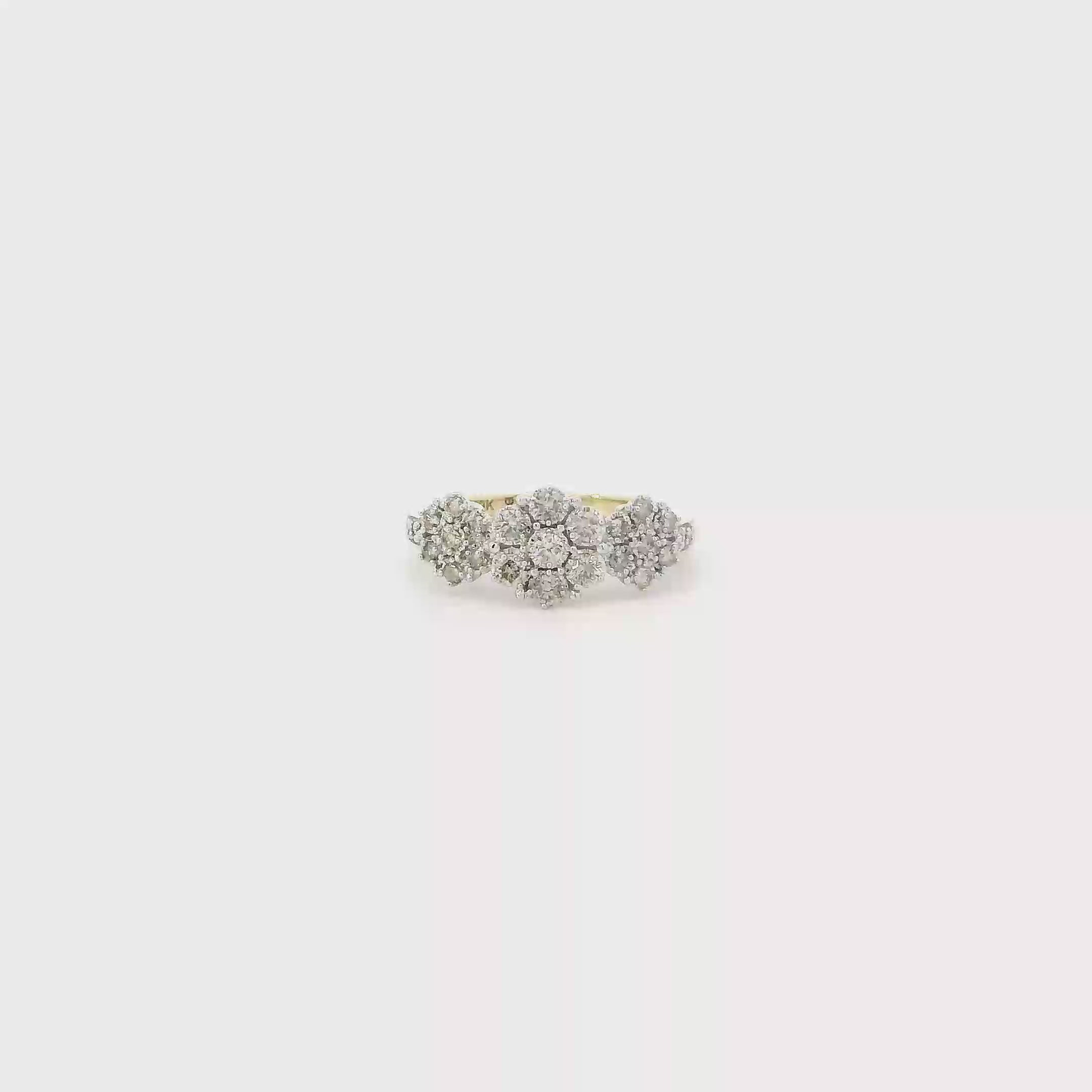 10K Yellow Gold Diamond Cluster Flower Ring - 0.48ct