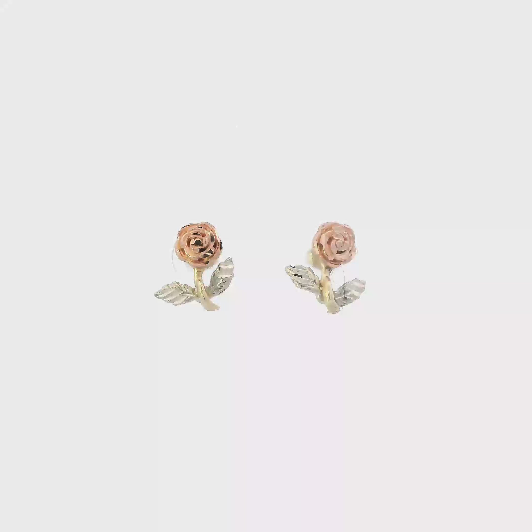 14K Yellow & Rose Gold Black Hills Gold Rose Stud Earrings