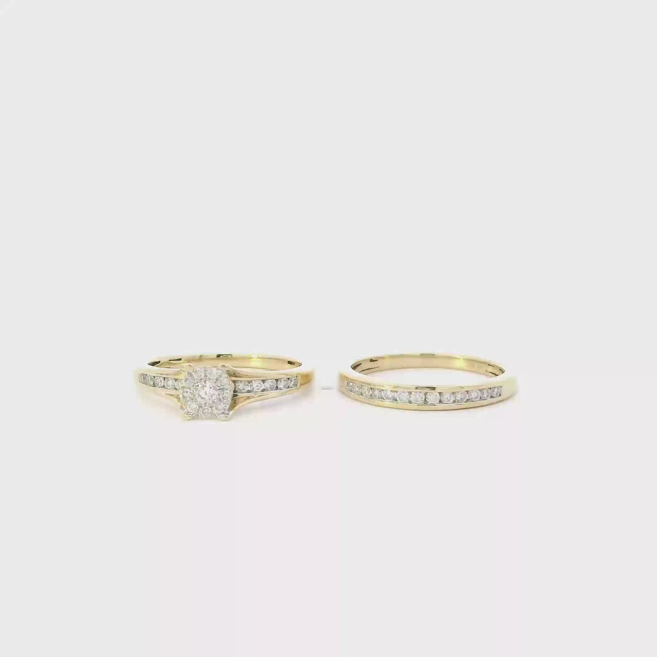 14K Yellow Gold Diamond Womens Engagement & Wedding Ring Set - 0.71ct