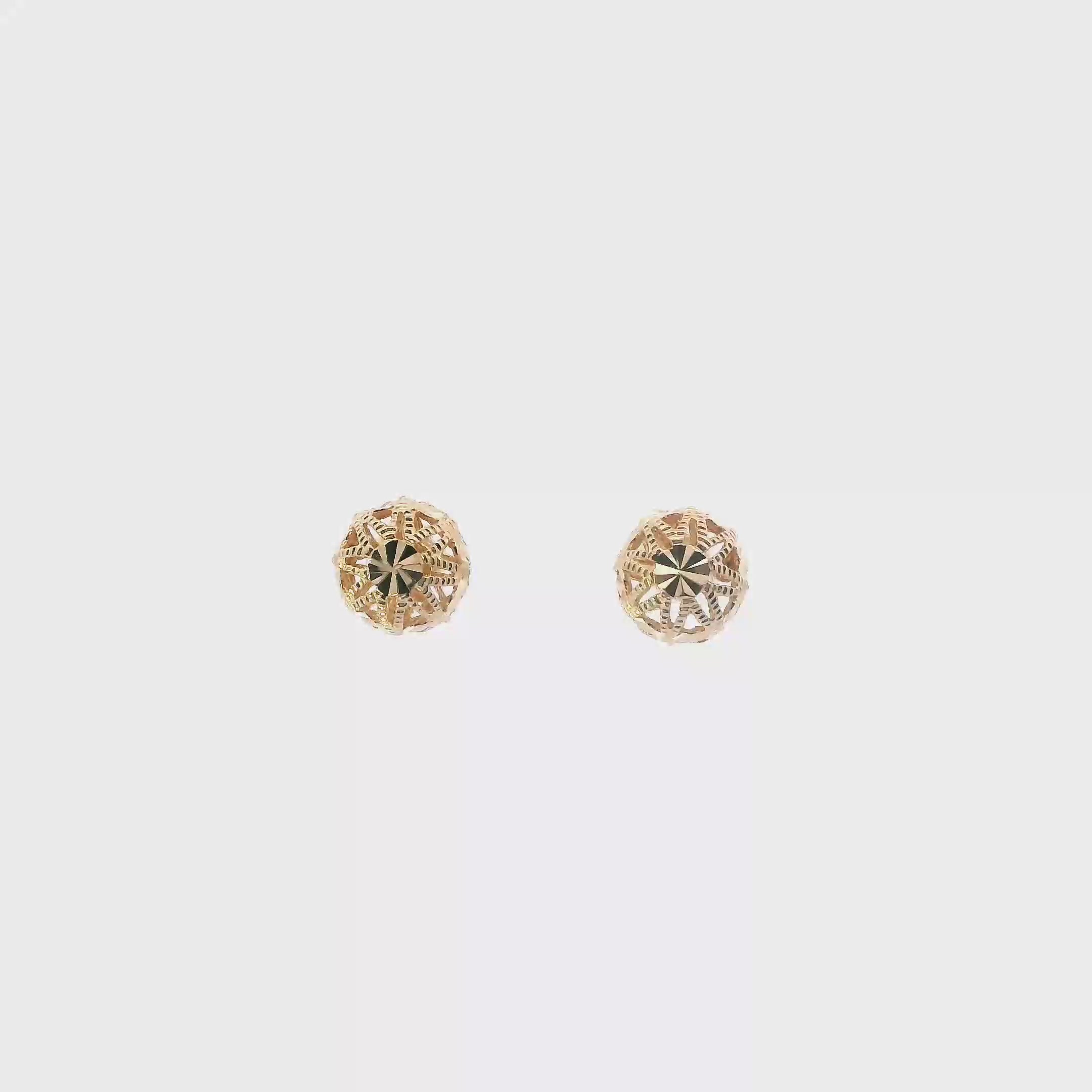 18K Yellow Gold Filigree Ball Earrings