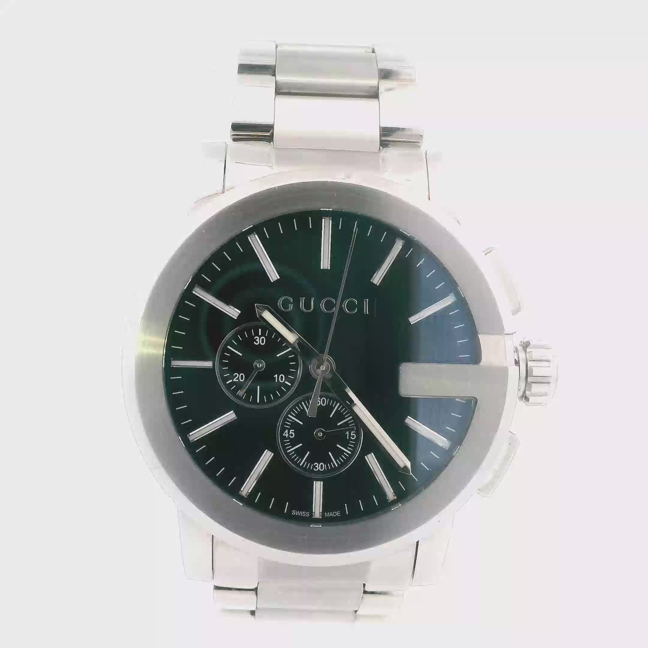 Gucci G-Chrono Stainless Steel Black Dial Mens Wristwatch - YA101204