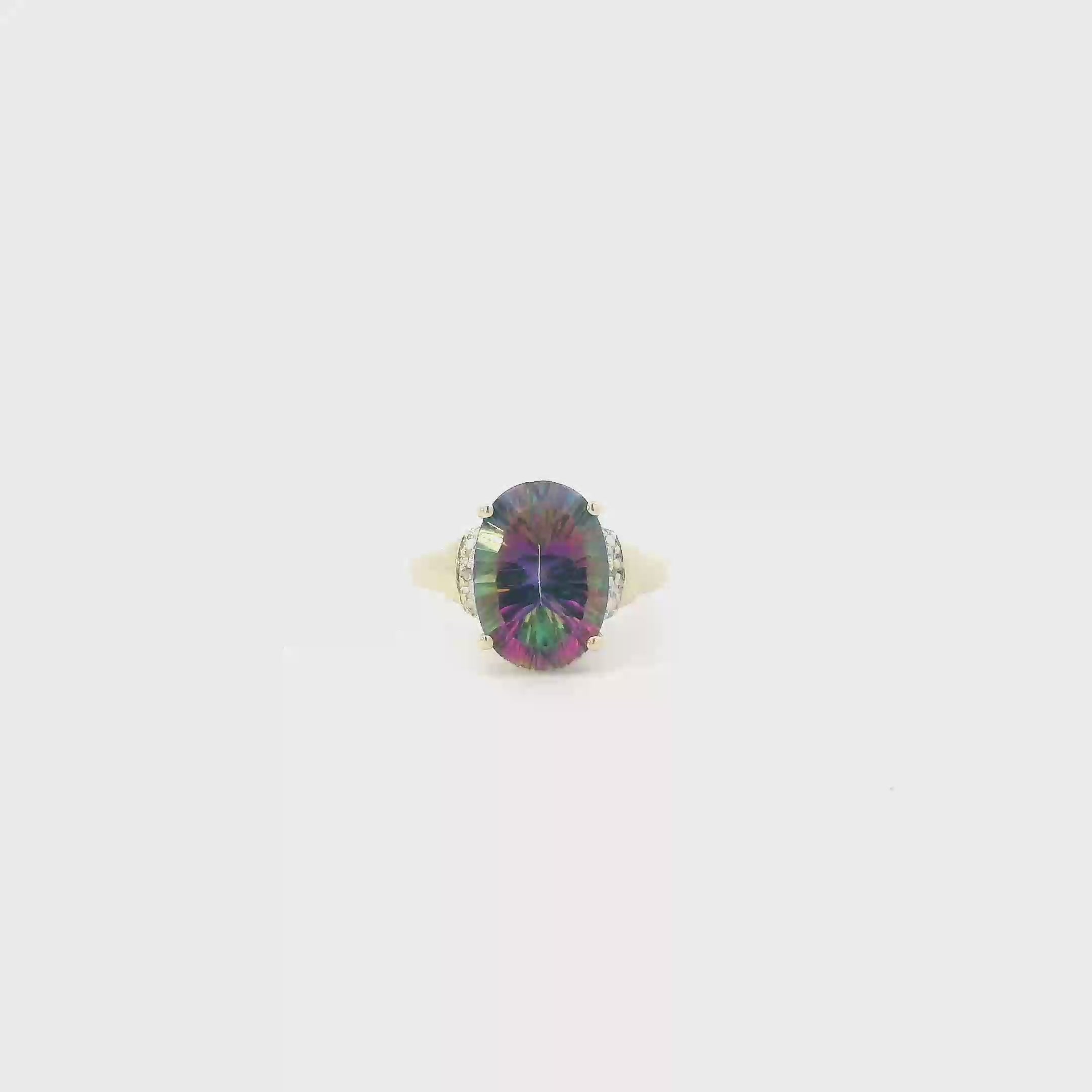 10K Yellow God Mystic Topaz Womens Ring