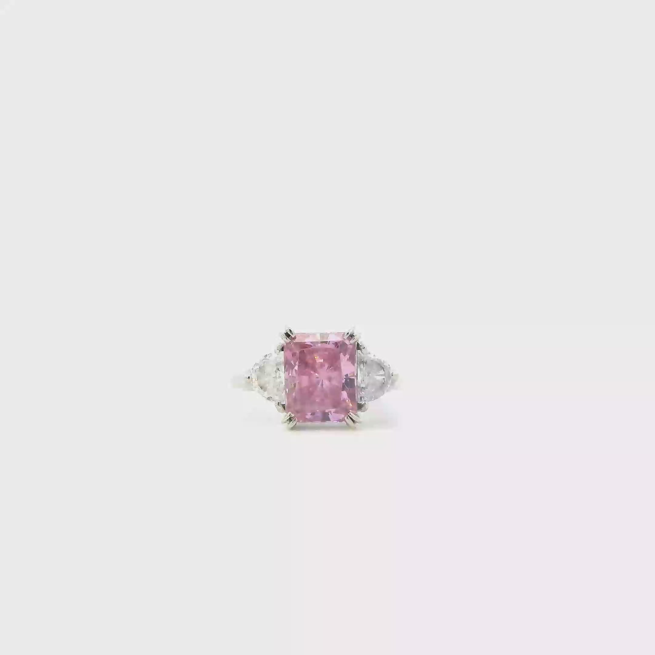 10K White Gold Pink Cz & White Cz Ring & Earrings Set