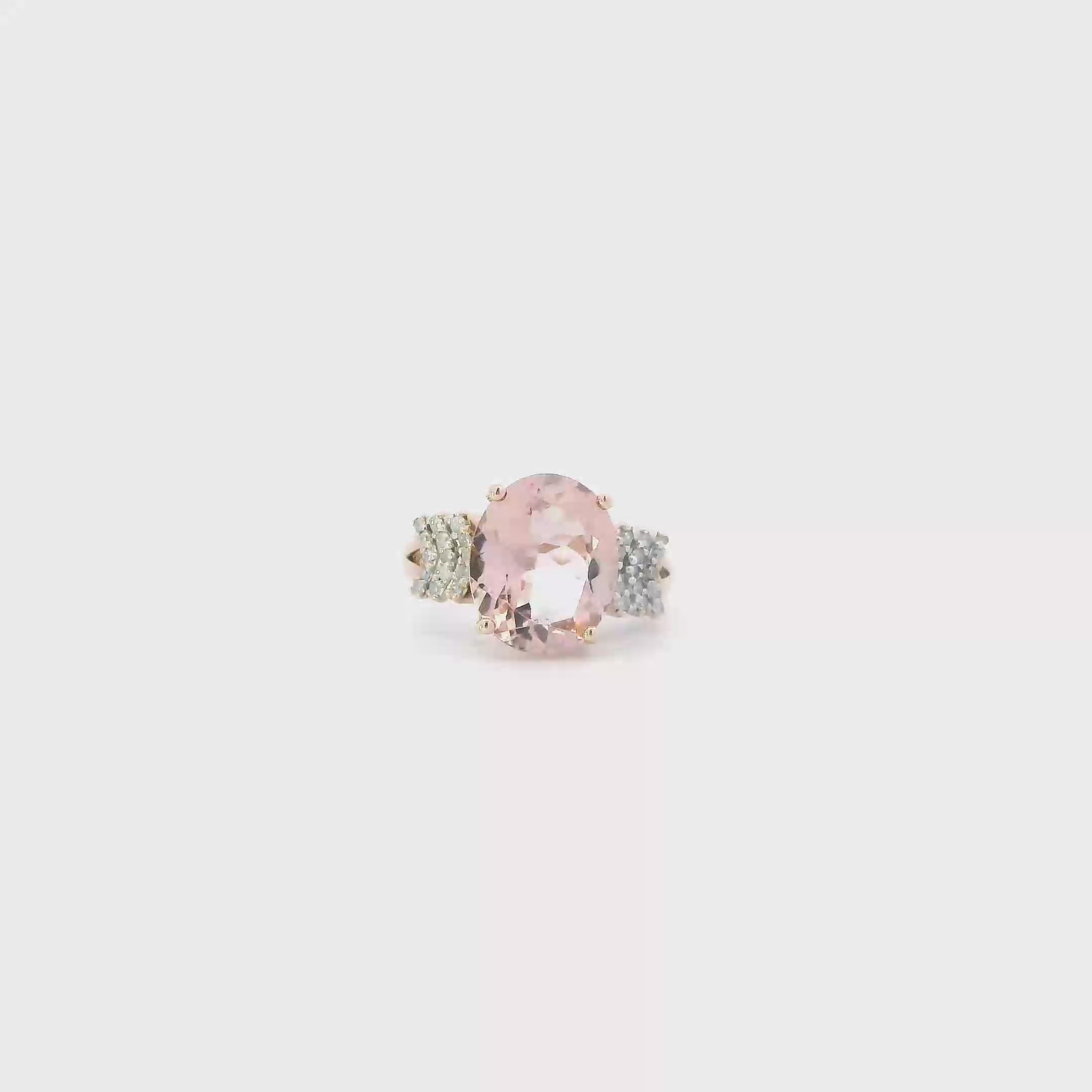 10K Rose Gold Morganite & Diamond Womens Ring