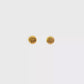 21K Yellow Gold Round Matte Striped Stud Earrings