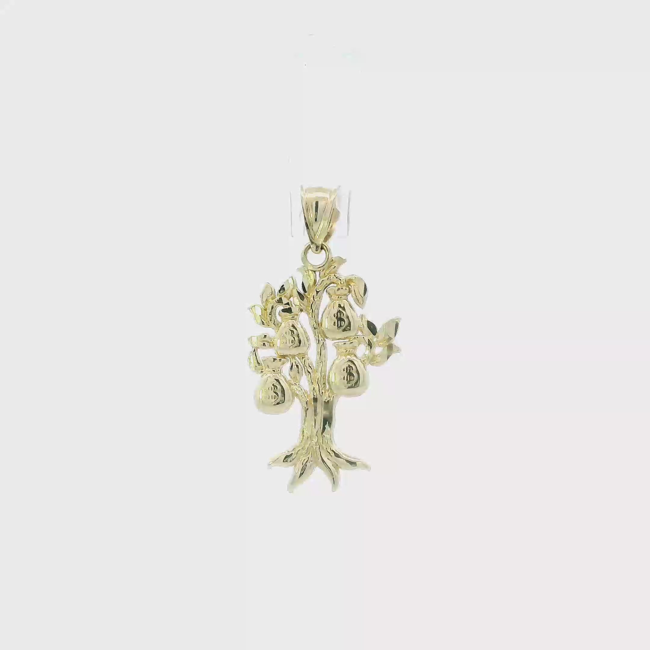 10K Yellow Gold Diamond Cut Money Tree Pendant