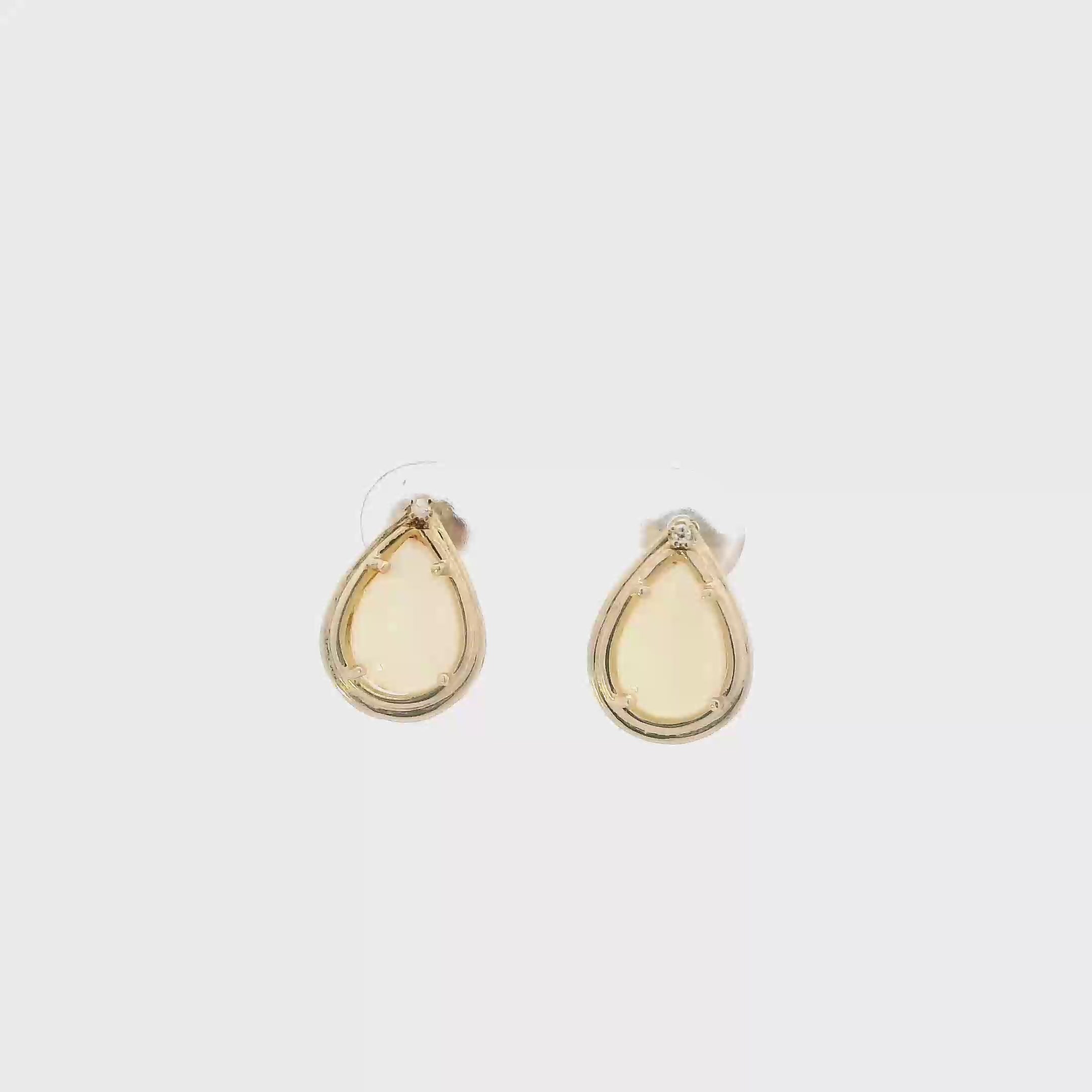 14K Yellow Gold Pear Shaped Opal Earrings