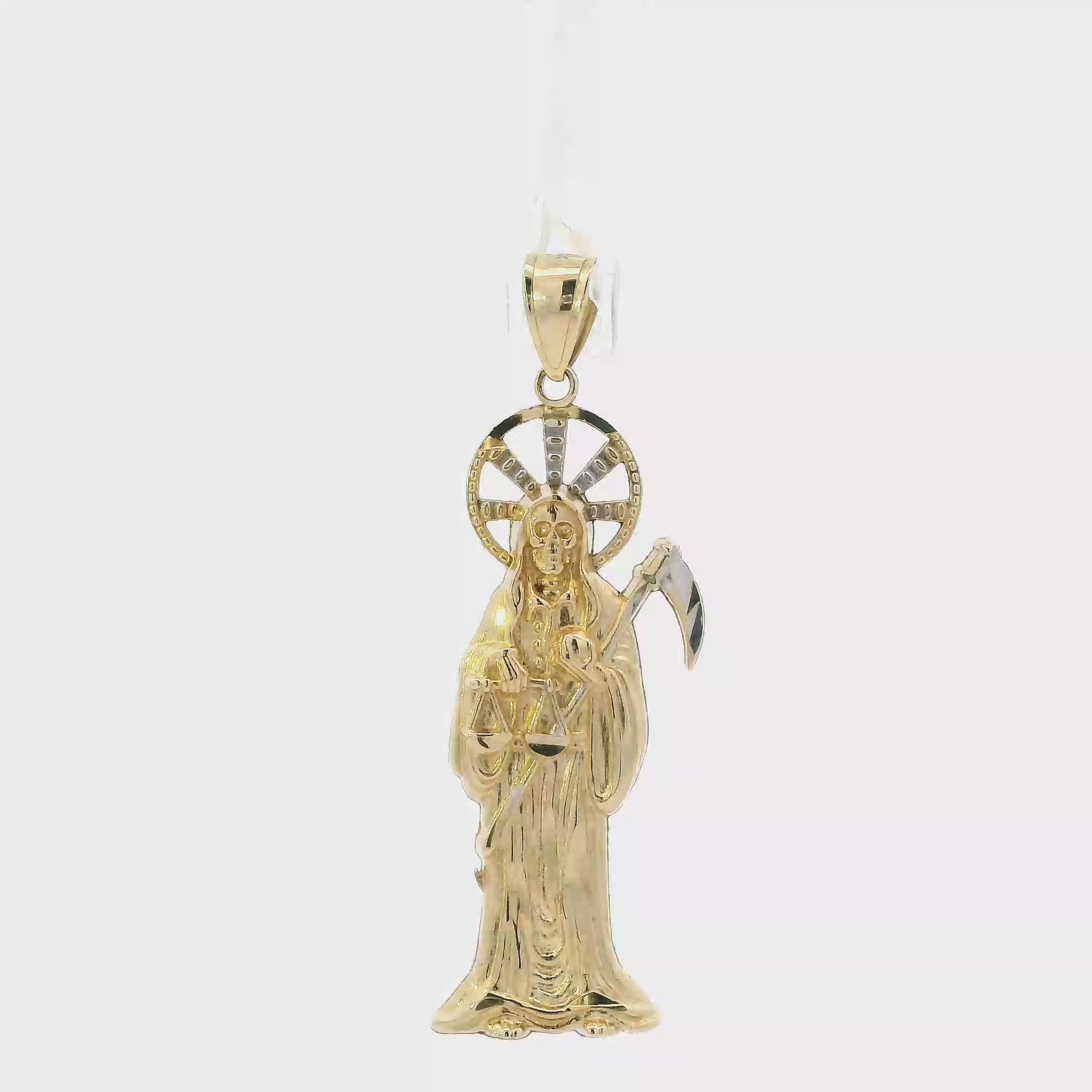 14K Yellow & White Gold Grim Reaper Pendant