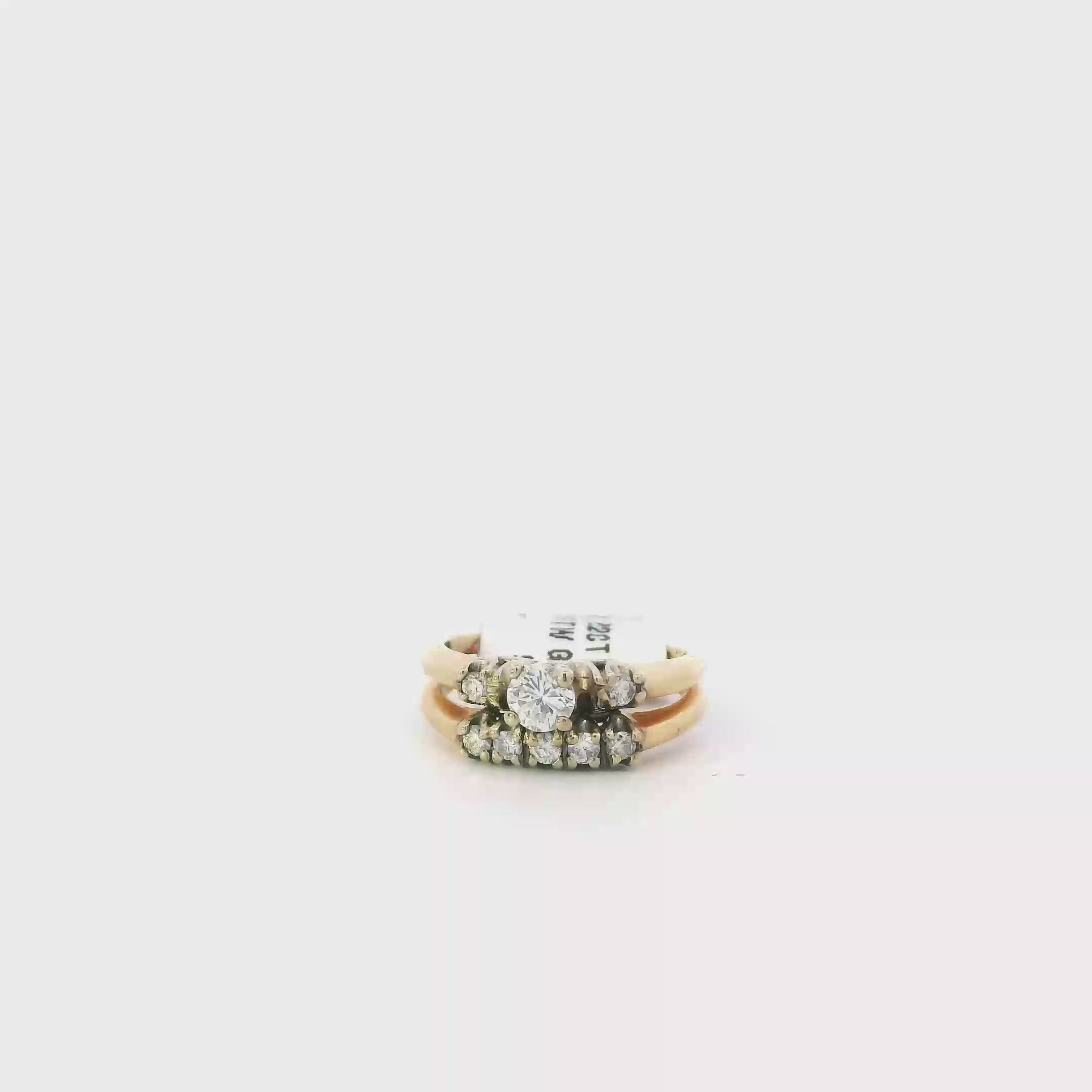 14K Yellow Gold Diamond Women's Engagement & Wedding Ring Set -0.43ct
