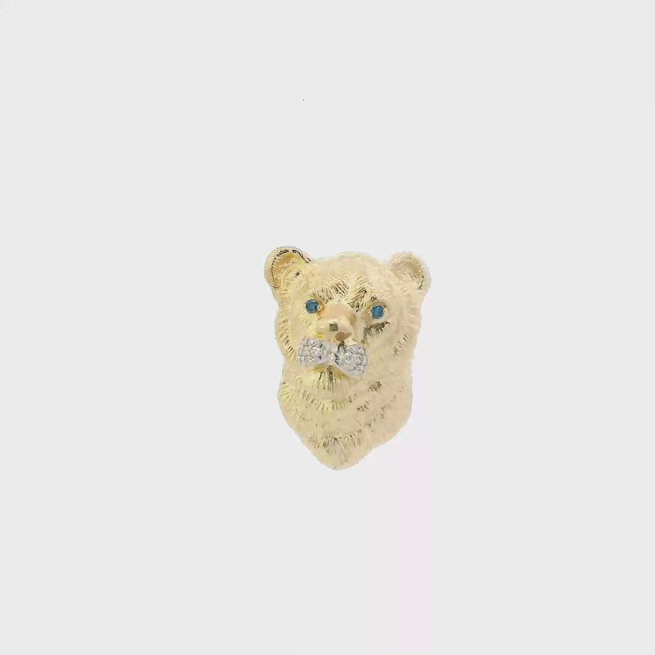 14K Yellow Gold Lion Pendant-0.10ct