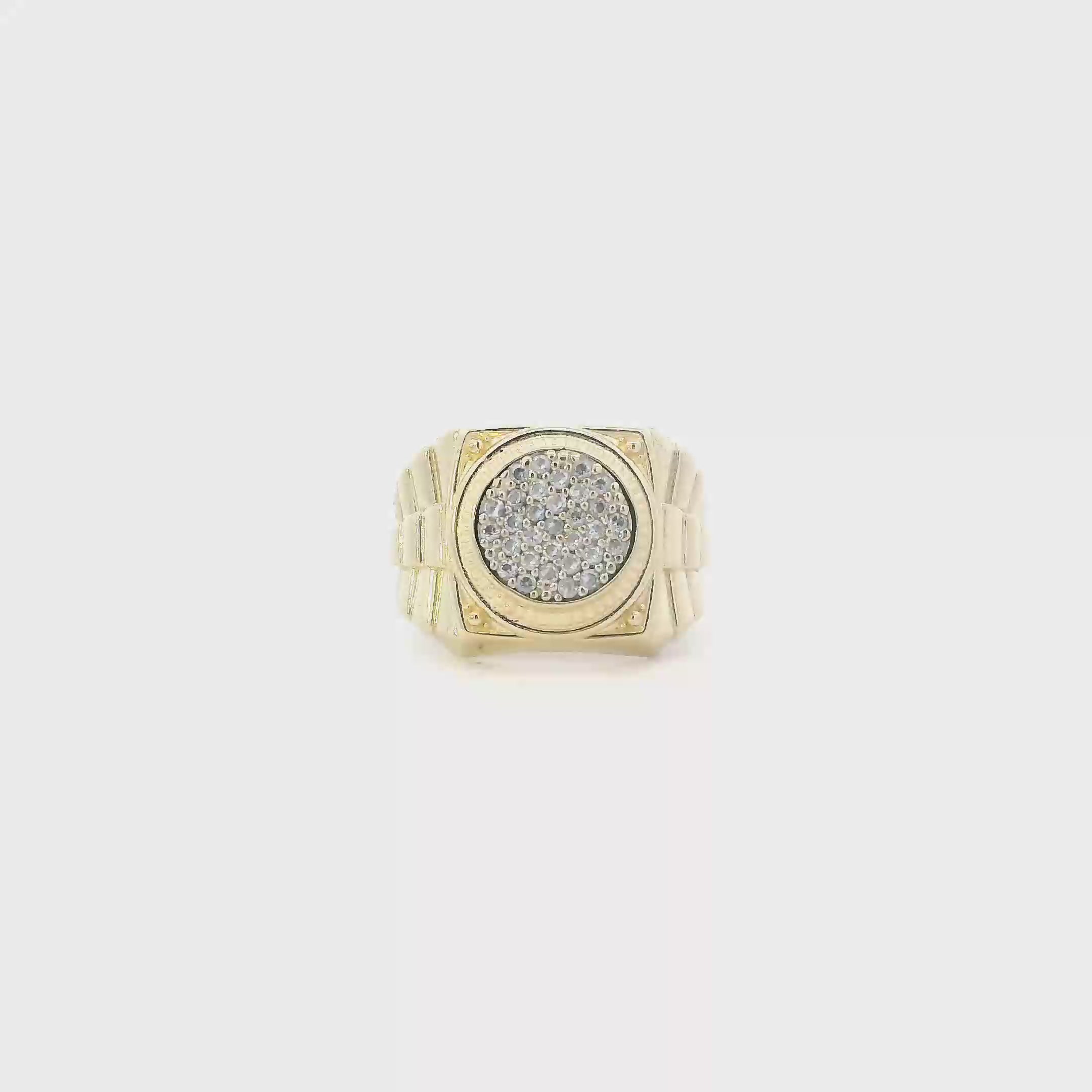 10K Yellow Gold Cz Rolex Mens Ring