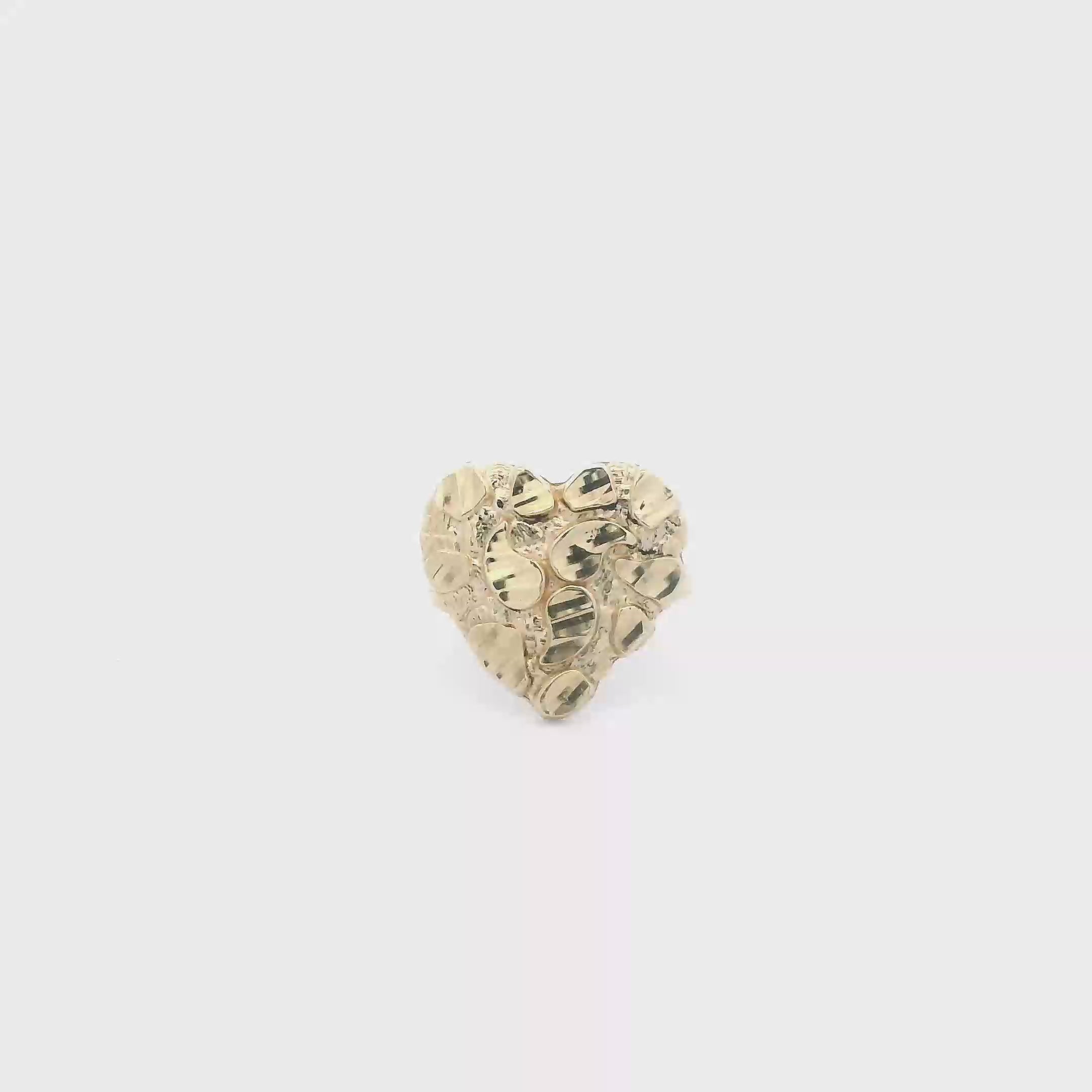14K Yellow Gold Nugget Heart Women's Ring