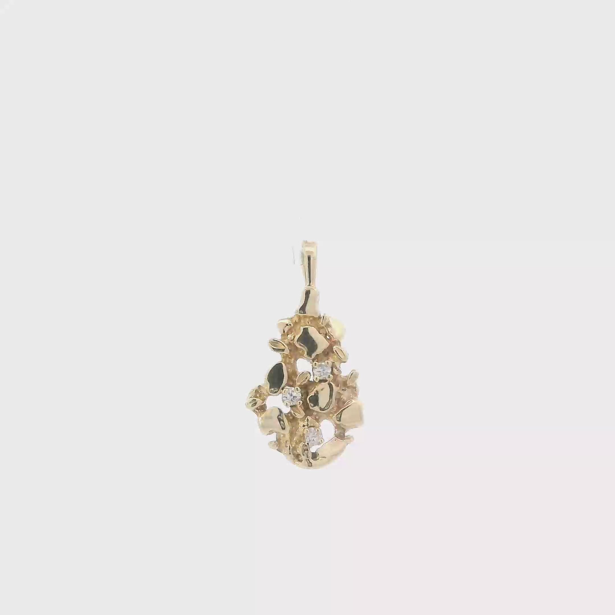 14K Yellow Gold Diamond Nugget Pendant - 0.09ct