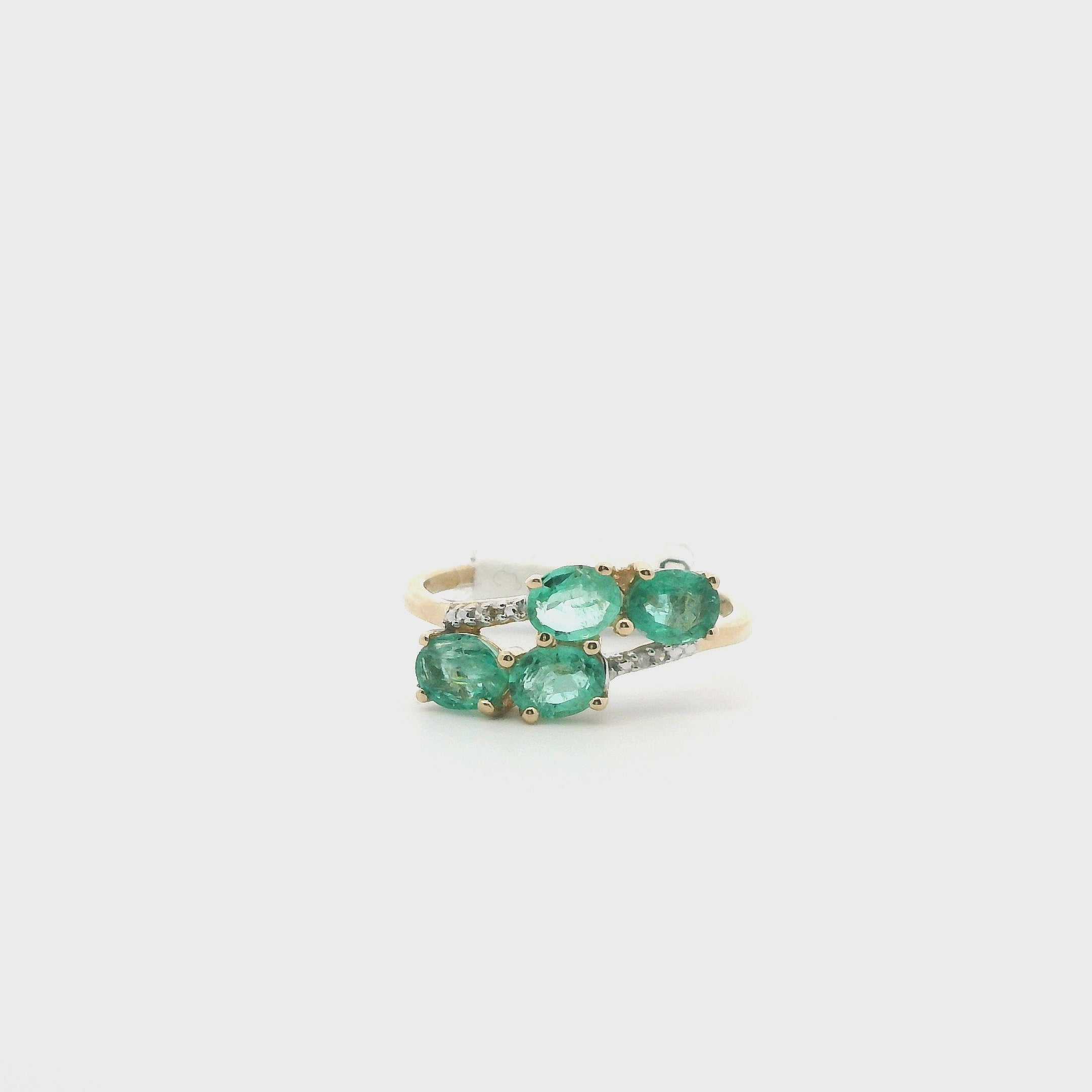 10K Yellow Gold Emerald & Diamond Women's Ring -0.01ct